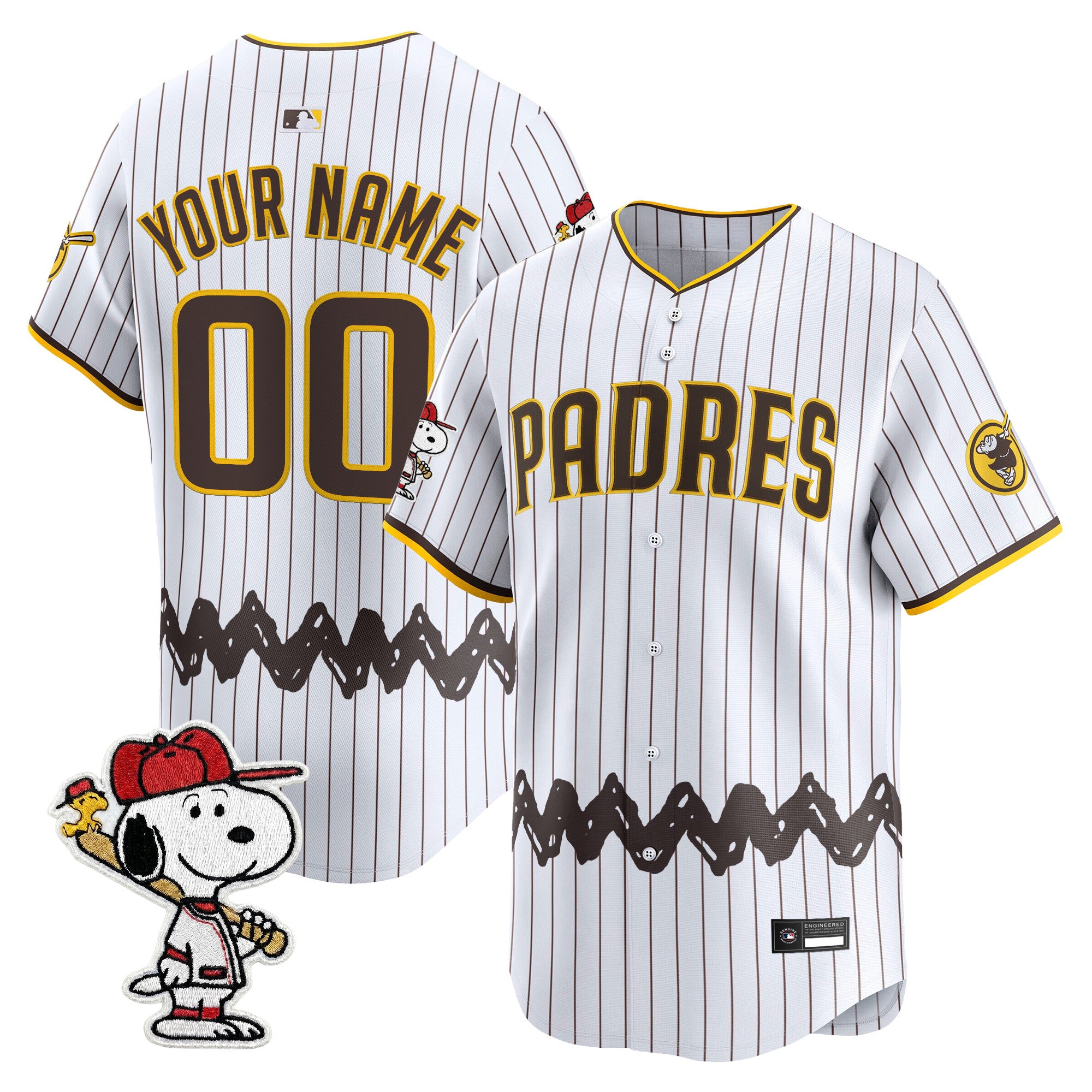 Padres x Peanuts Vapor Premier Limited Custom Jersey - Stitched