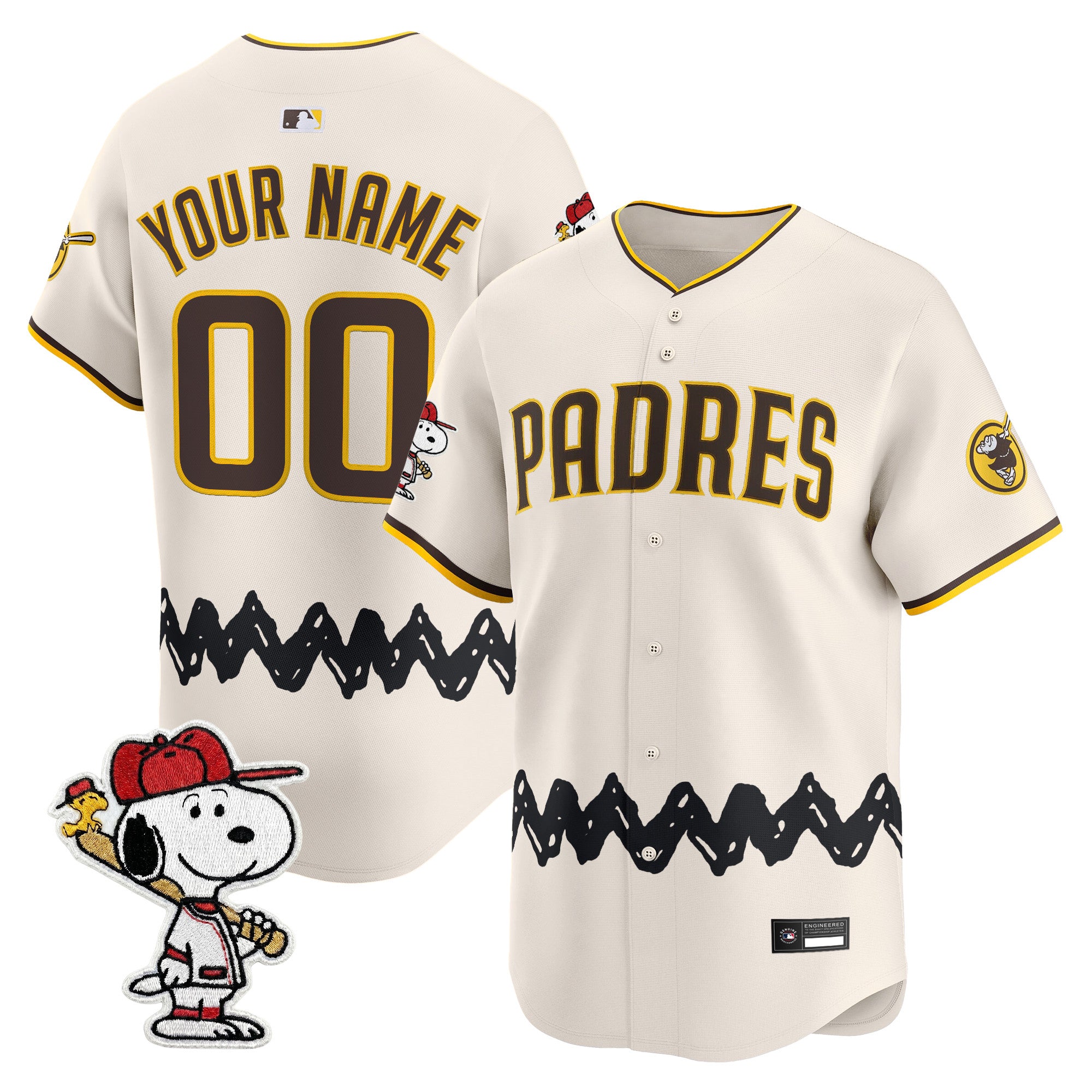 Padres x Peanuts Vapor Premier Limited Custom Jersey - Stitched