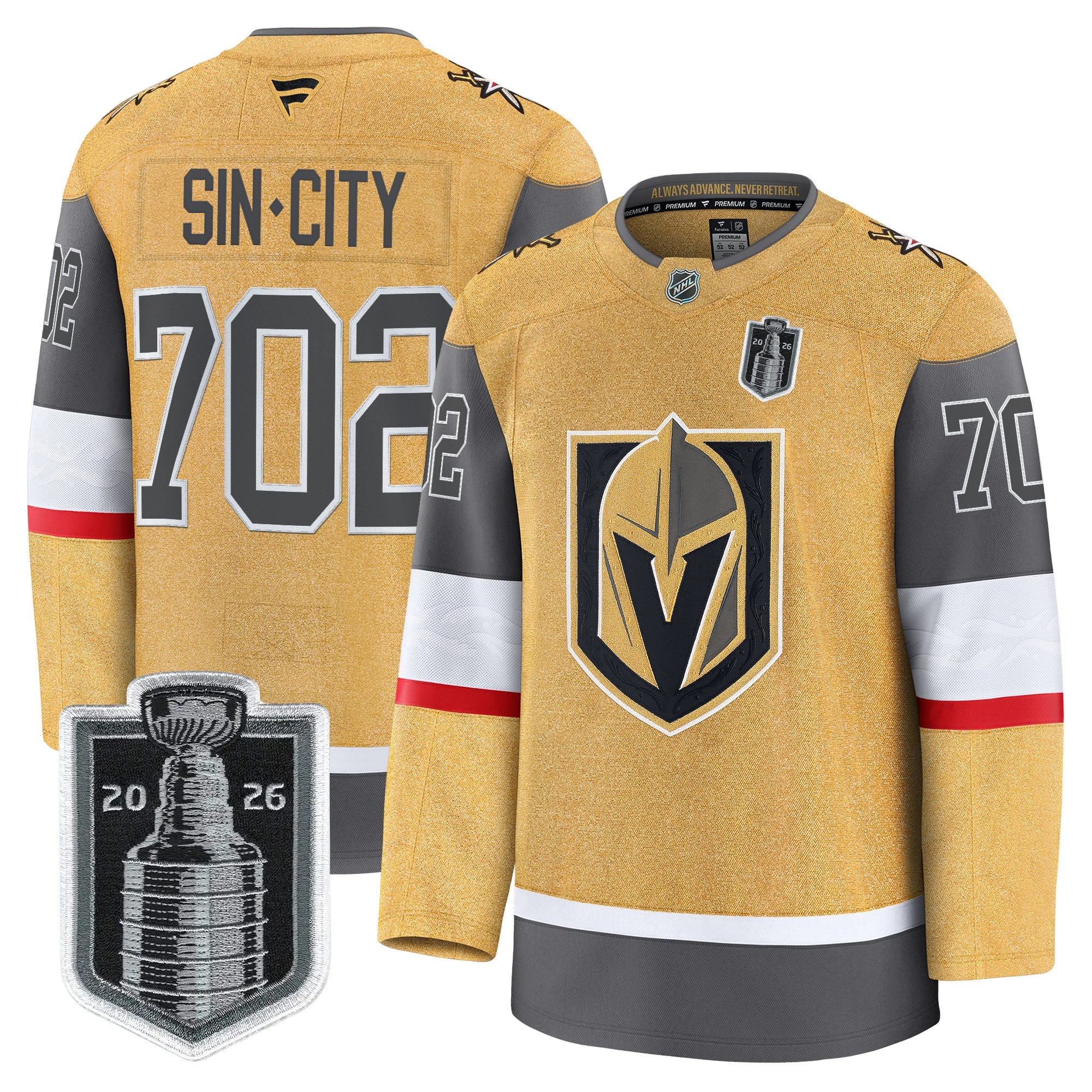 Men's Vegas Golden Knights 2026 Stanley Cup Patch Premium Jersey - All Stitched