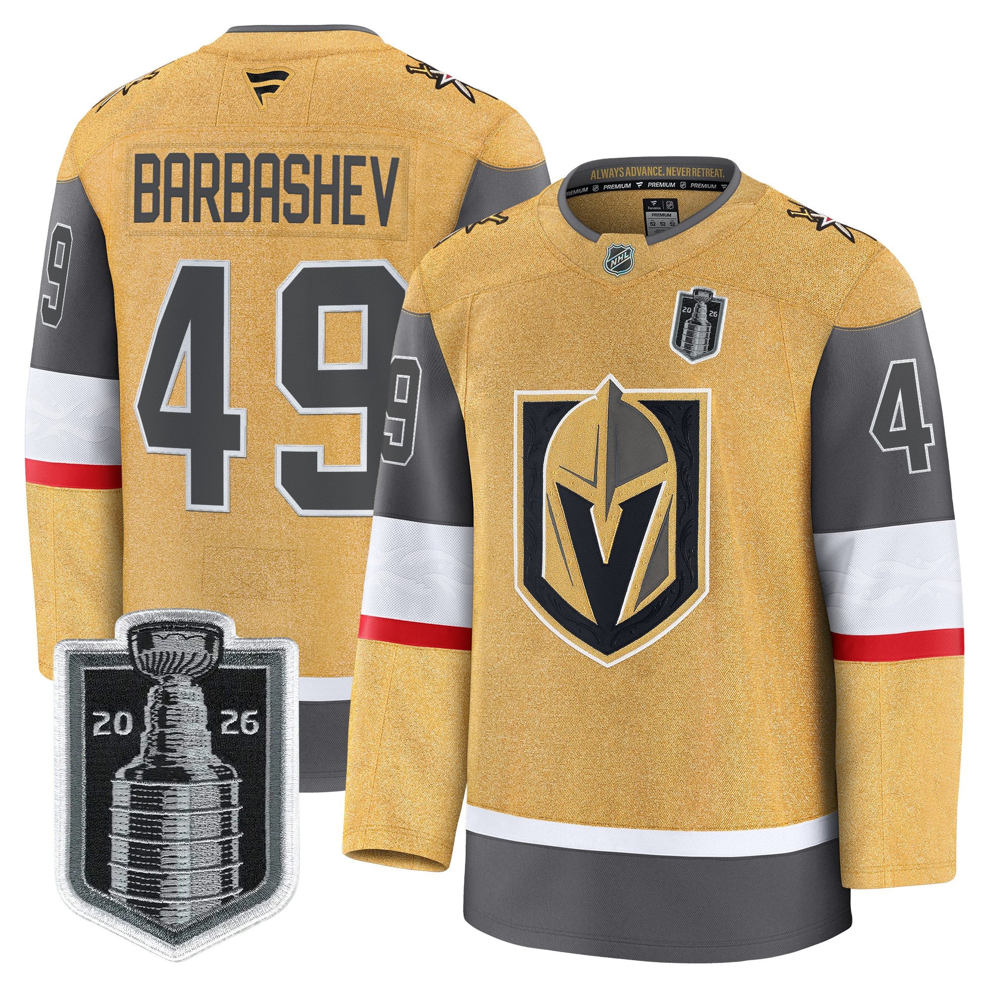 Men's Vegas Golden Knights 2026 Stanley Cup Patch Premium Jersey - All Stitched