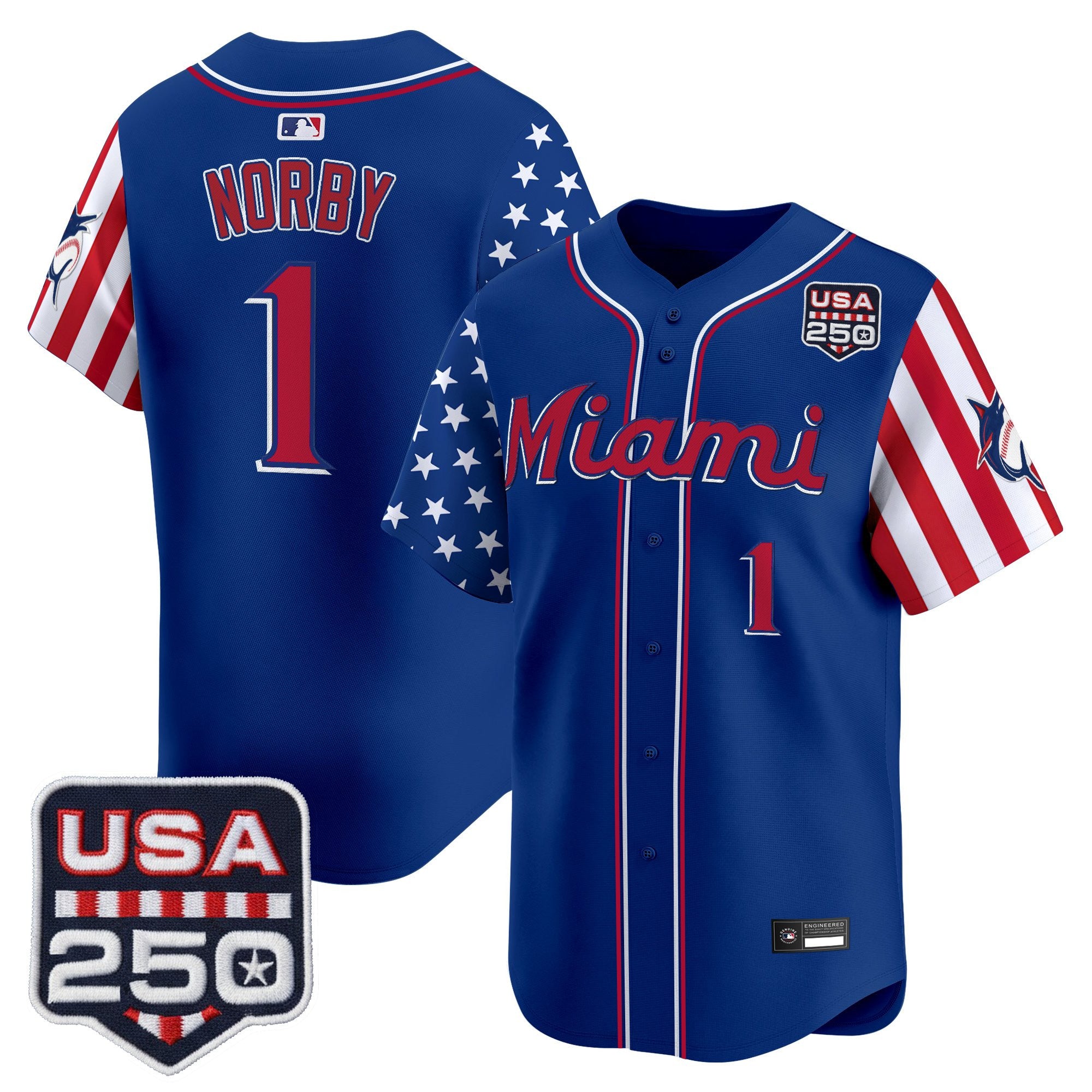 Men's Miami Marlins "America 250 Edition" Vapor Premier Limited Jersey - All Stitched