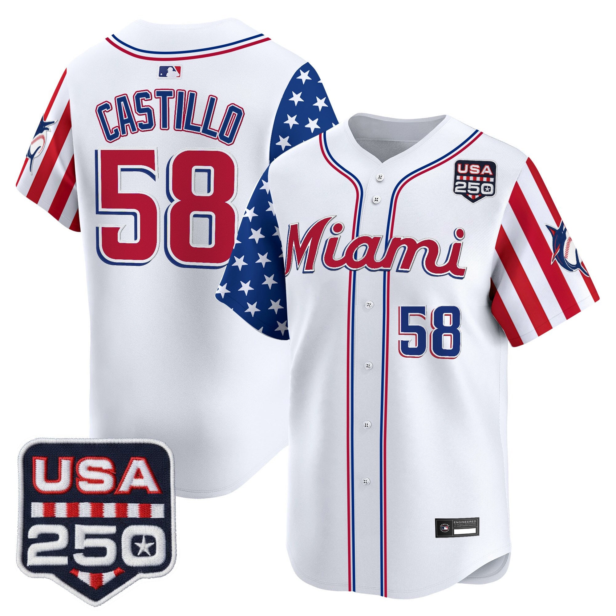 Men's Miami Marlins "America 250 Edition" Vapor Premier Limited Jersey - All Stitched