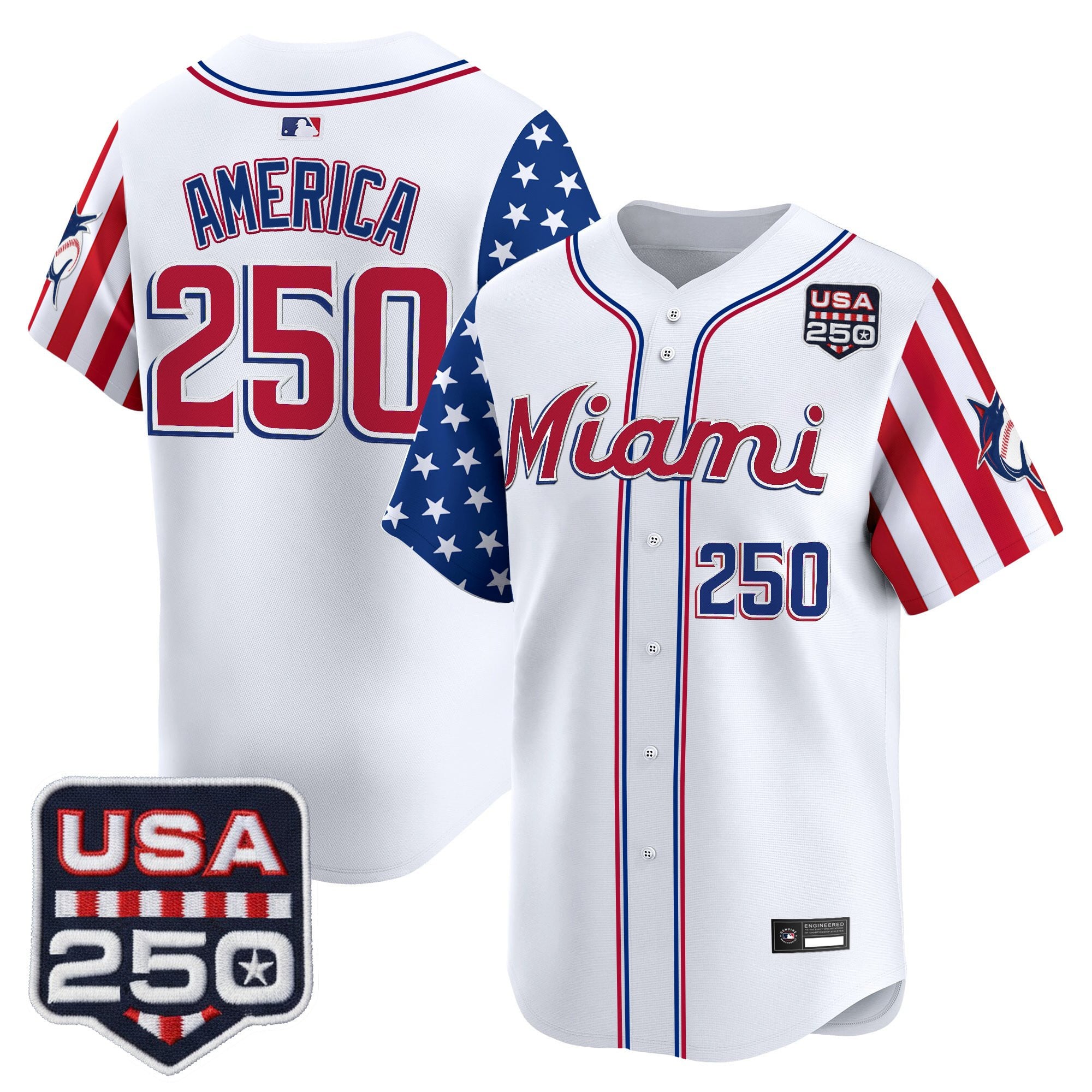 Men's Miami Marlins "America 250 Edition" Vapor Premier Limited Jersey - All Stitched