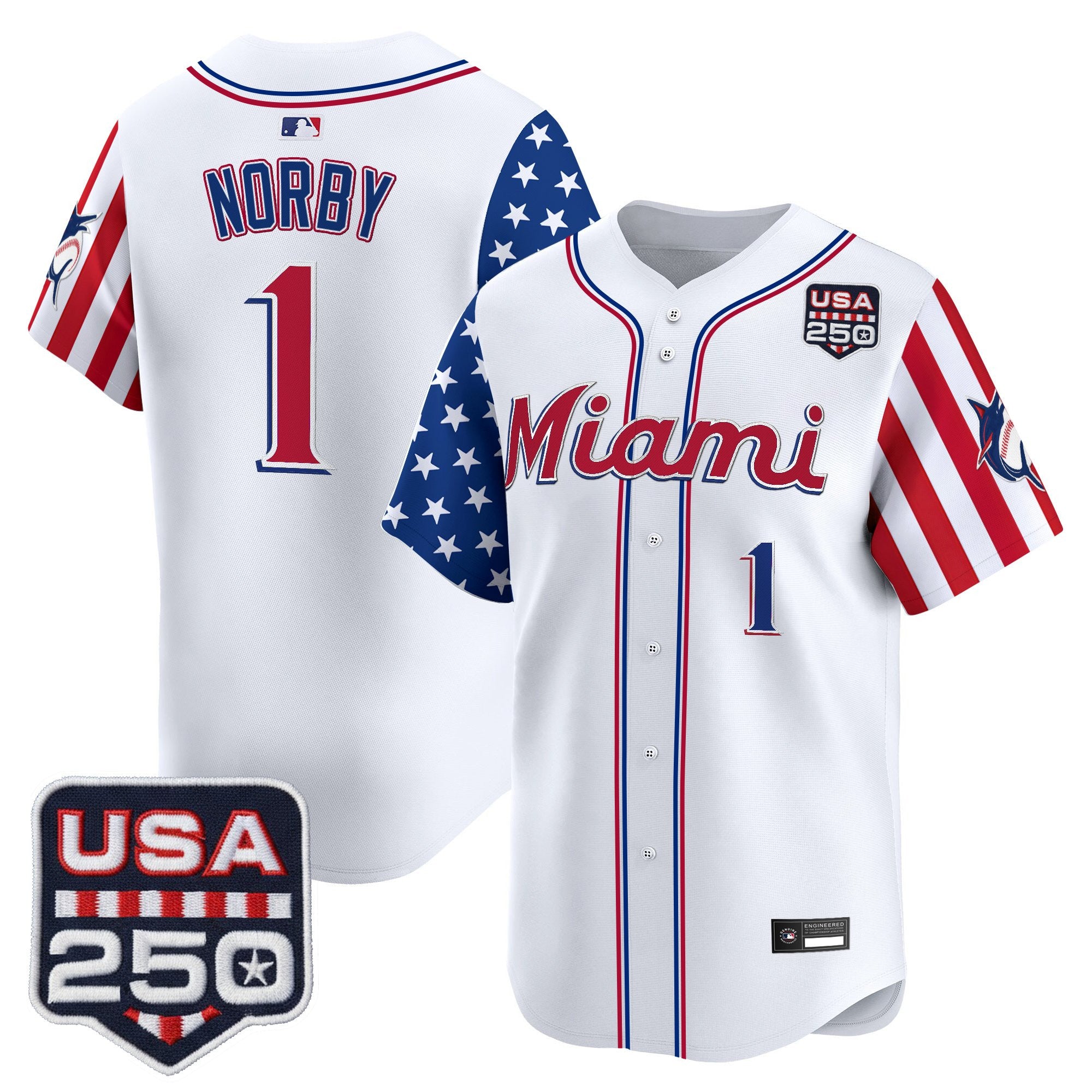 Men's Miami Marlins "America 250 Edition" Vapor Premier Limited Jersey - All Stitched