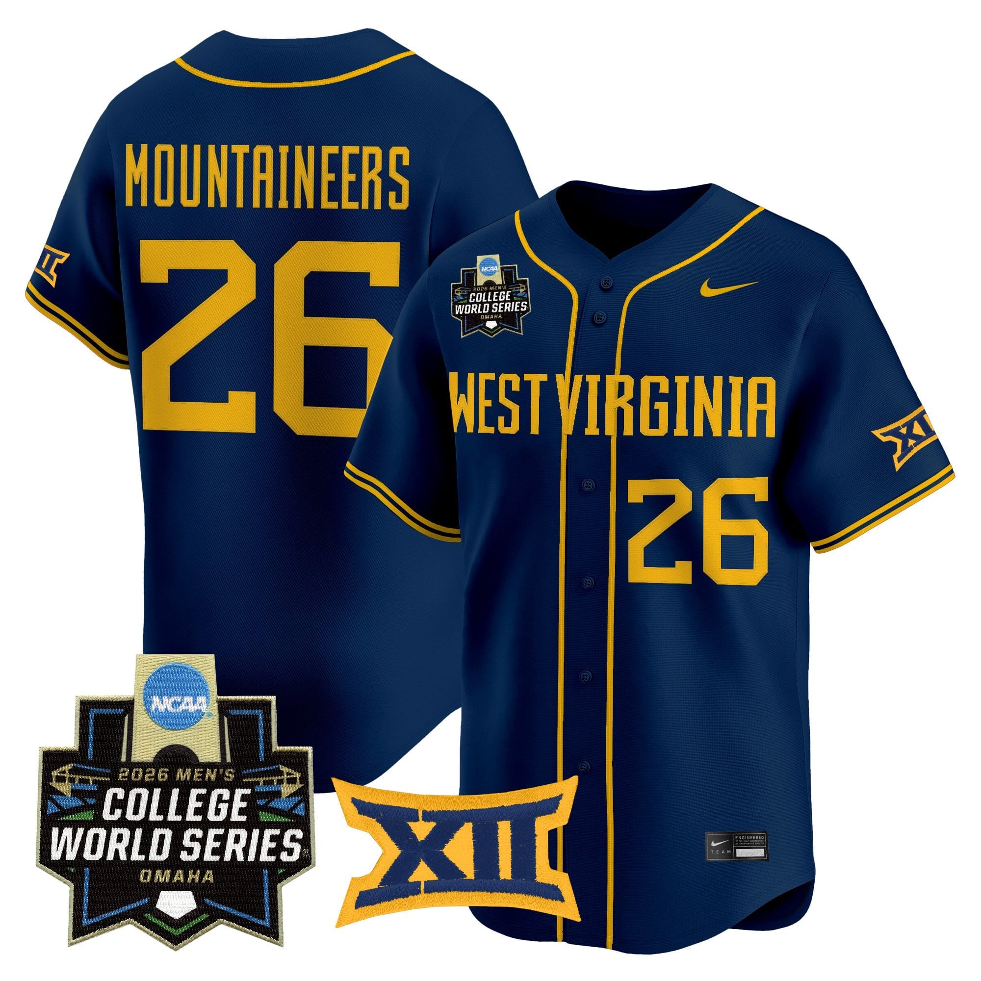 Men's West Virginia Mountaineers 2026 World Series Vapor Premier Limited Jersey V2 - All Stitched