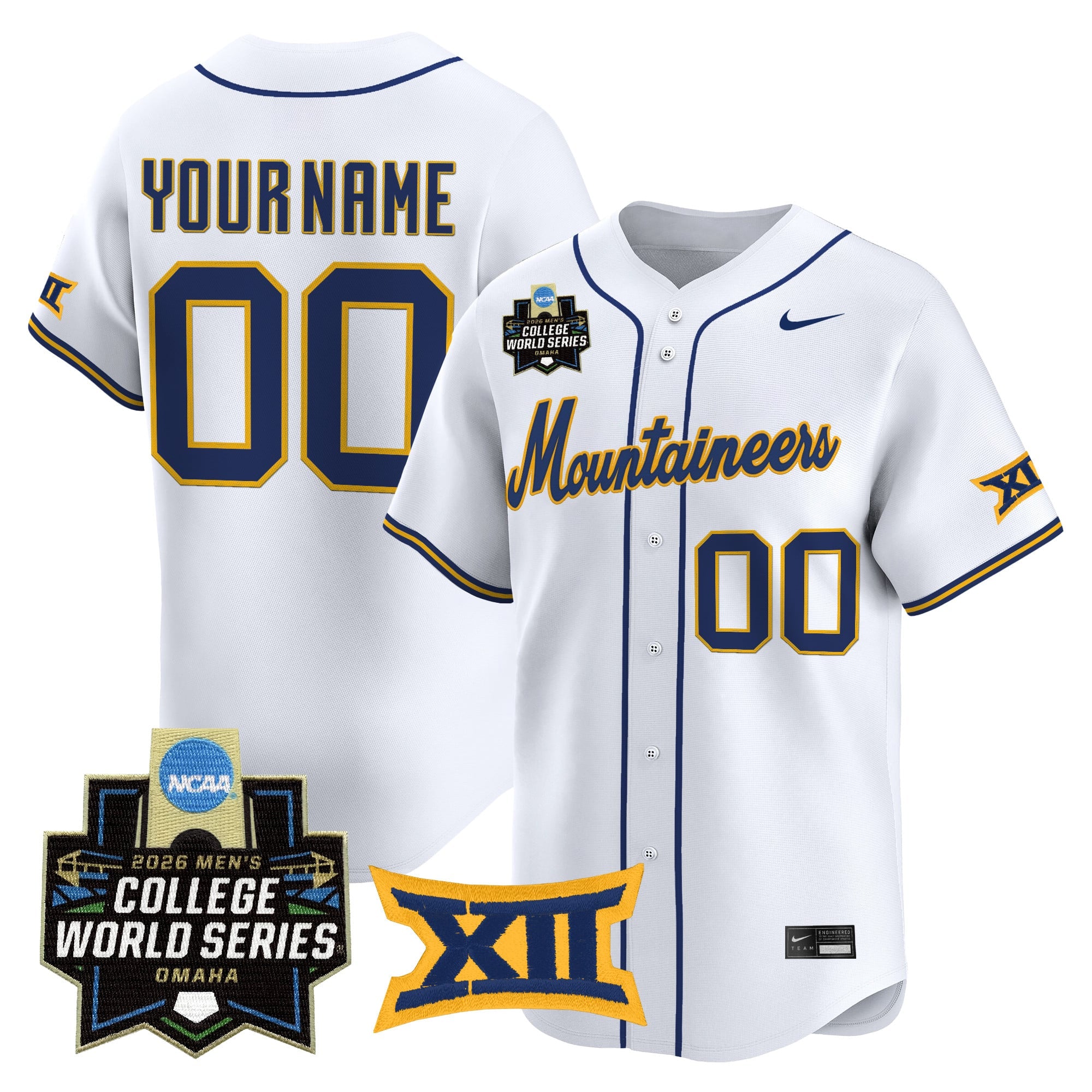 West Virginia Mountaineers 2026 World Series Vapor Premier Limited Custom Jersey V2 - All Stitched