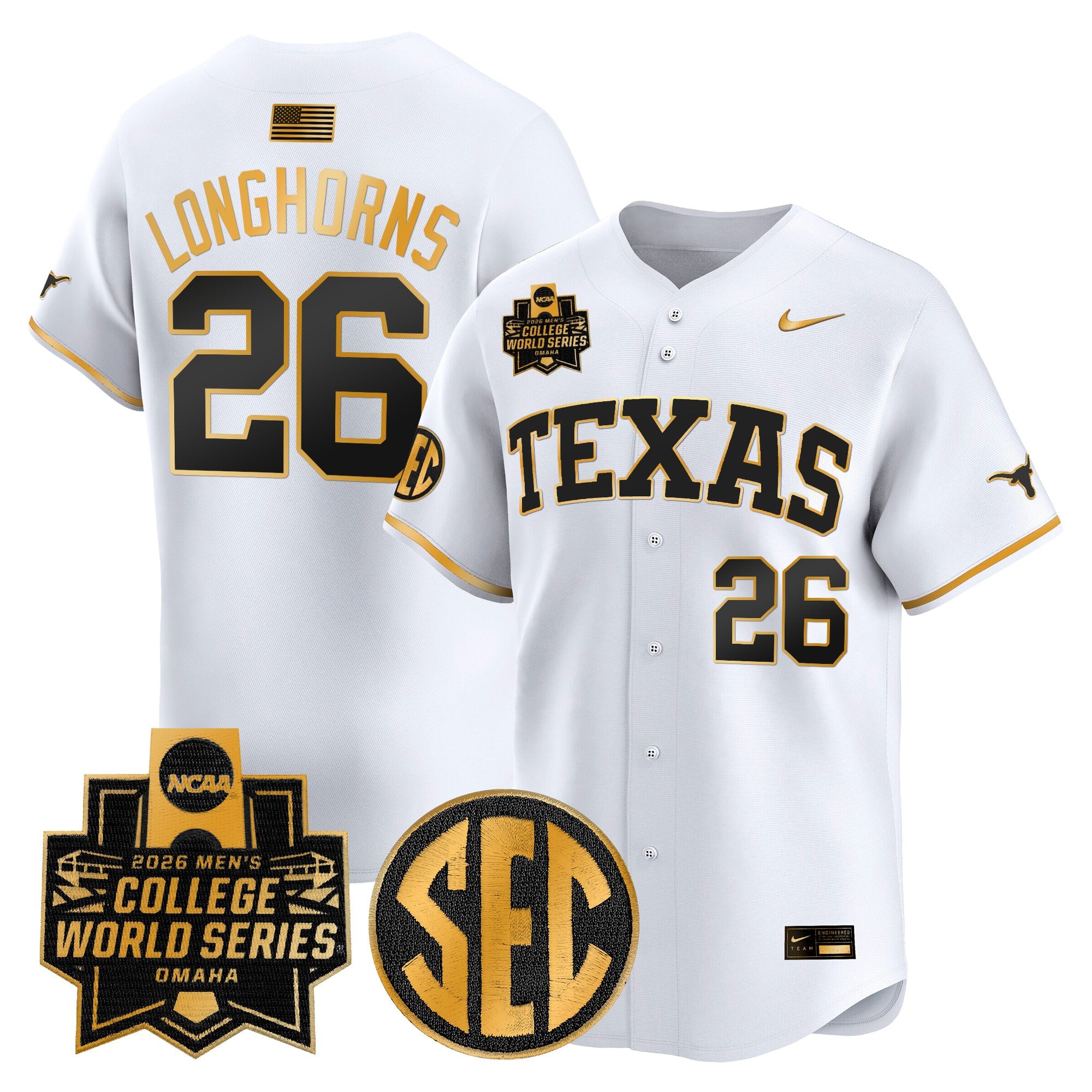 Men's Texas Longhorns 2026 World Series Vapor Premier Limited Jersey V2 - All Stitched