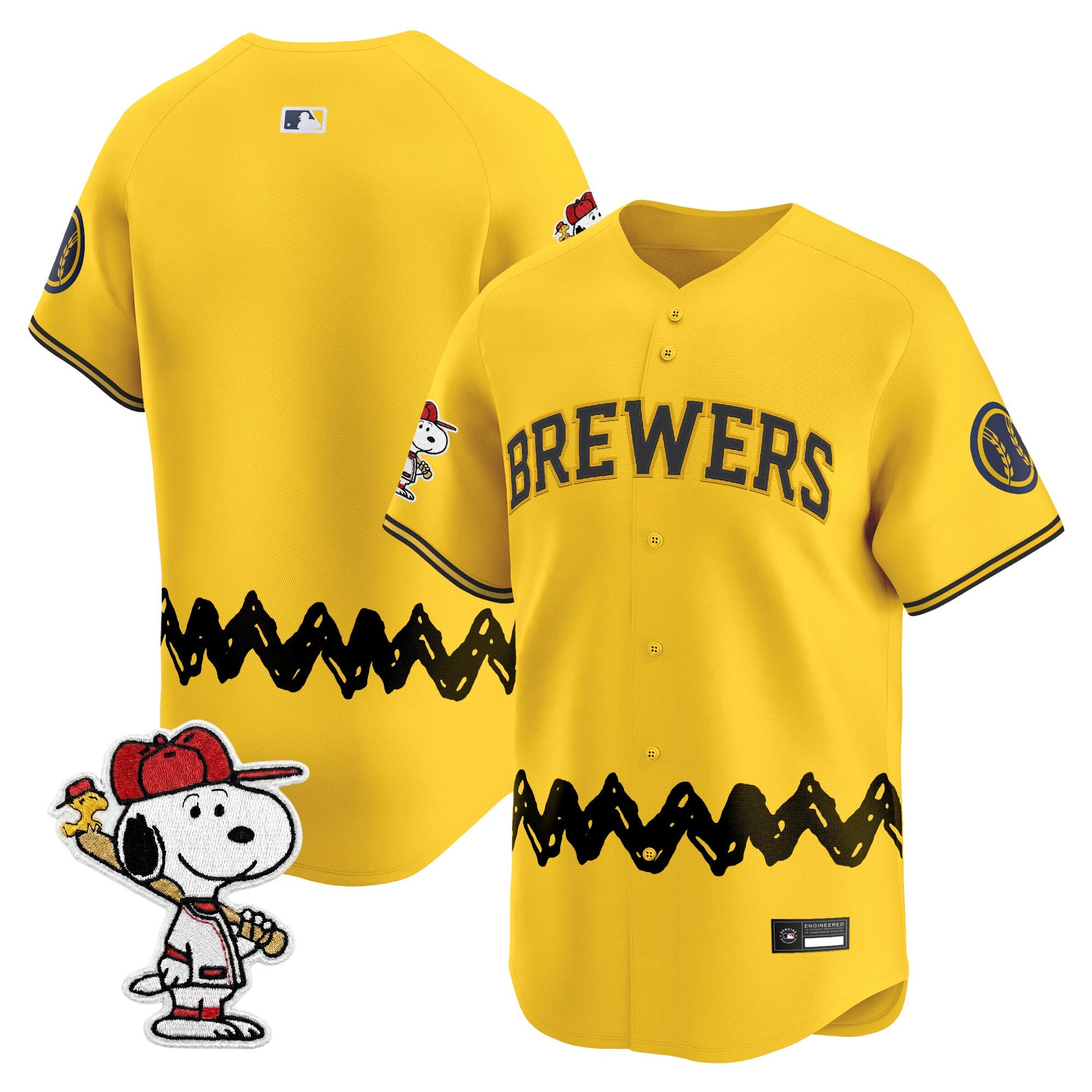 Men's Milwaukee Brewers x Peanuts Vapor Premier Limited Jersey - Stitched