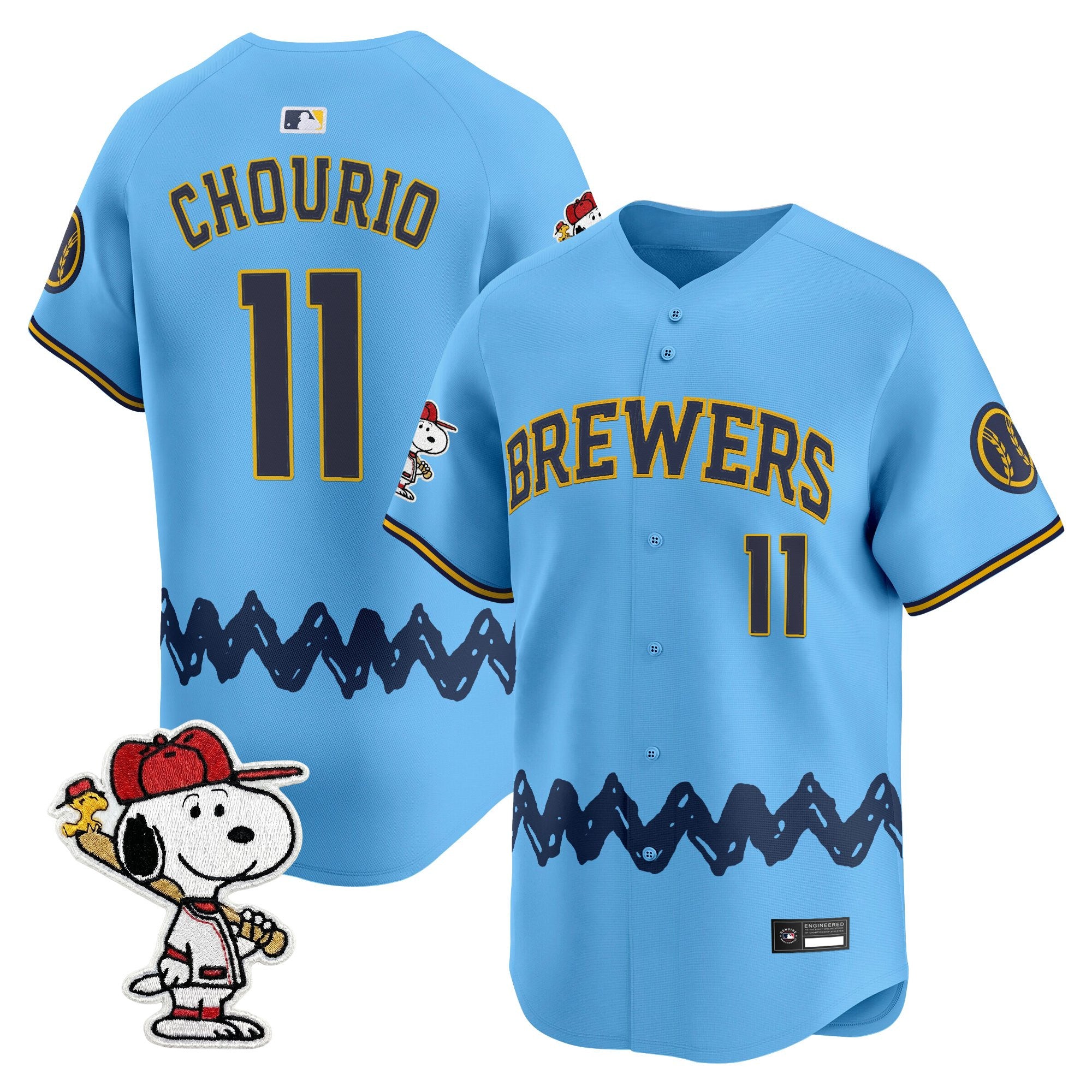 Men's Milwaukee Brewers x Peanuts Vapor Premier Limited Jersey - Stitched