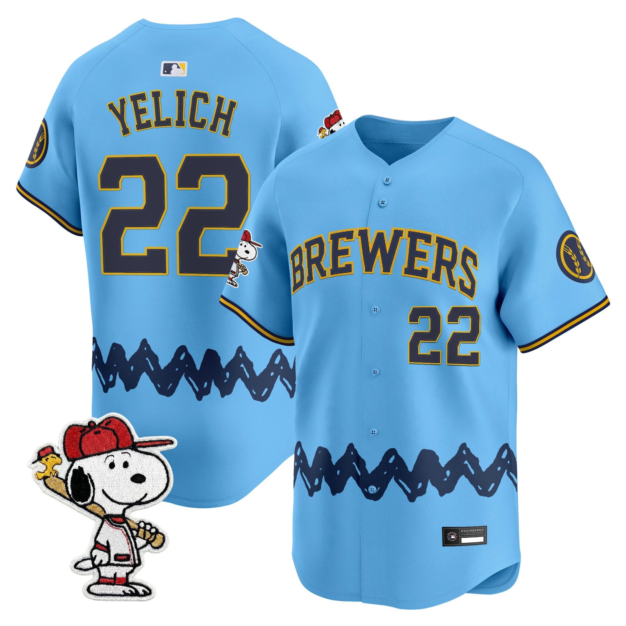 Men's Milwaukee Brewers x Peanuts Vapor Premier Limited Jersey - Stitched