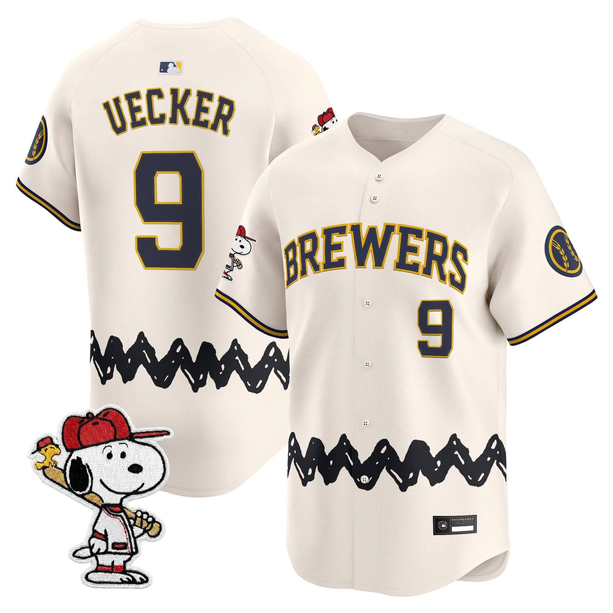 Men's Milwaukee Brewers x Peanuts Vapor Premier Limited Jersey - Stitched