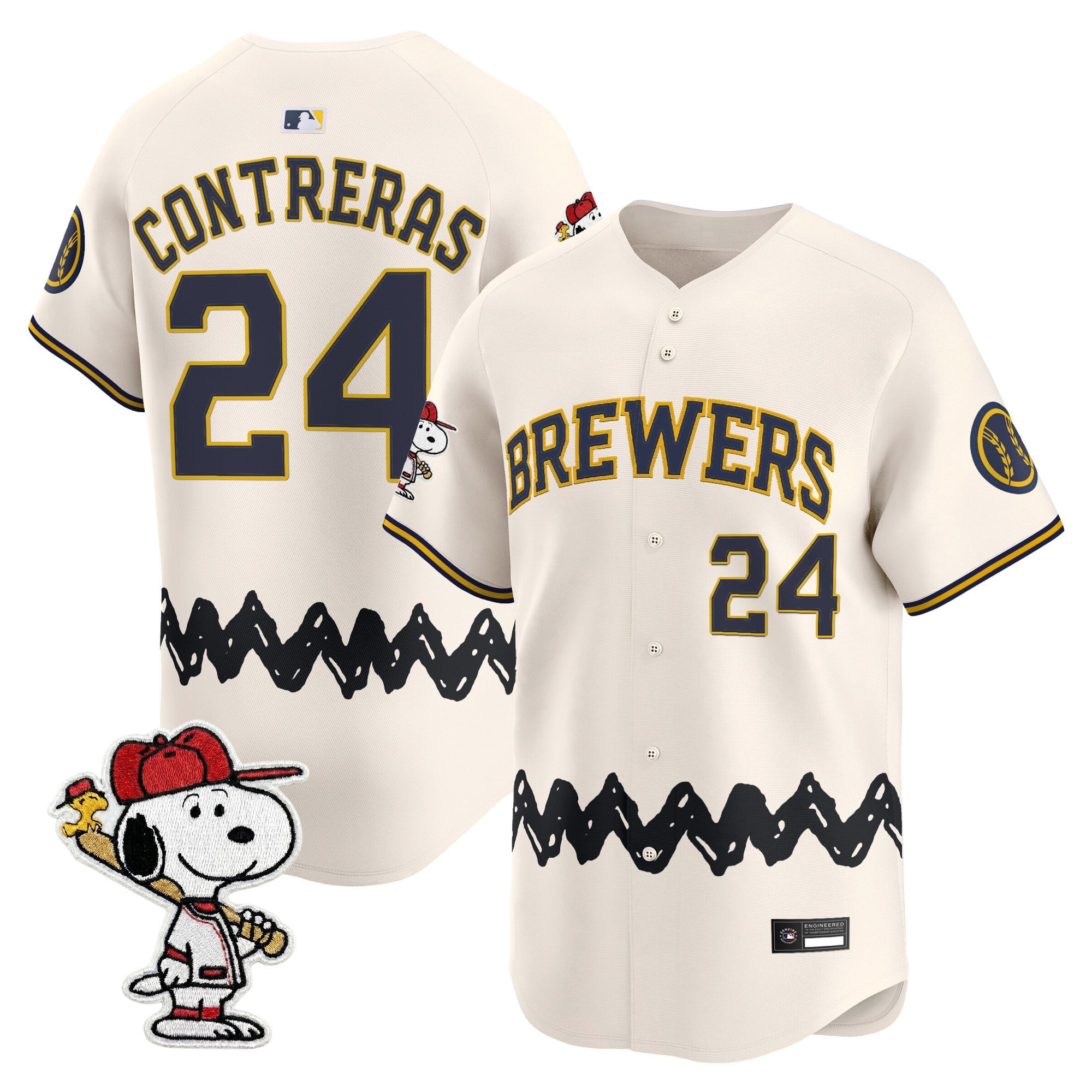 Men's Milwaukee Brewers x Peanuts Vapor Premier Limited Jersey - Stitched
