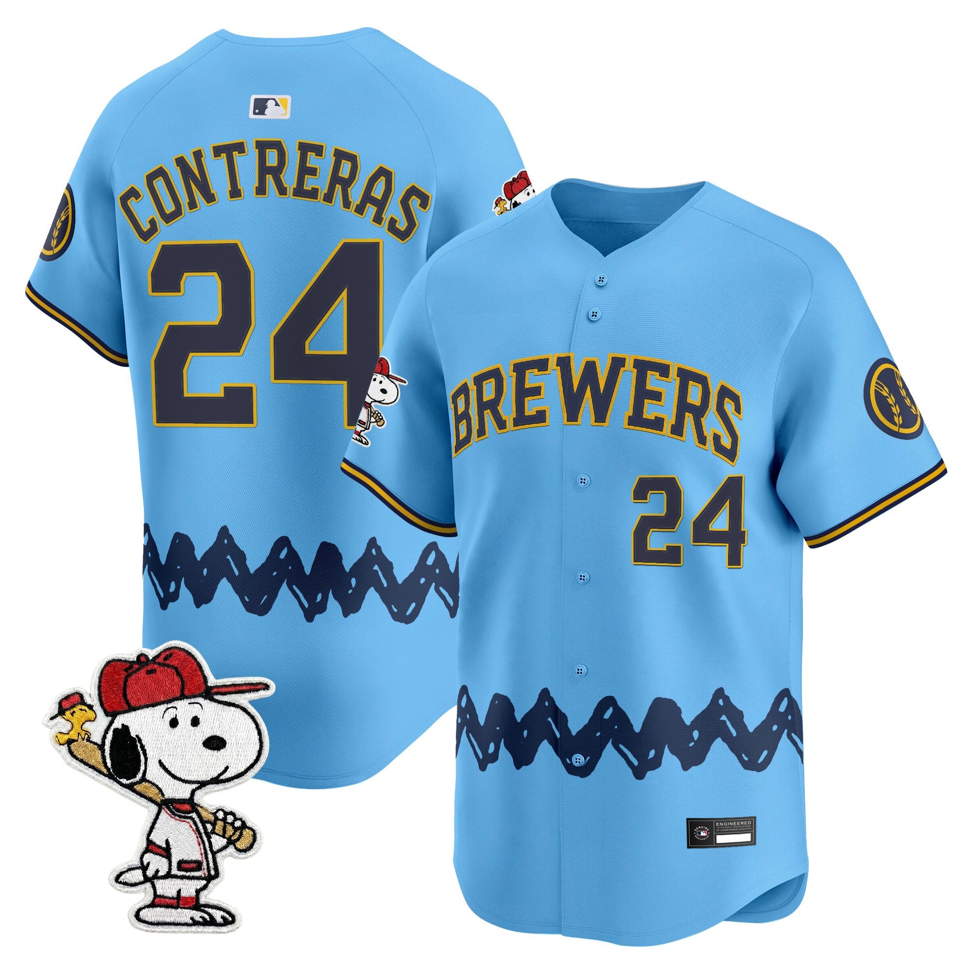 Men's Milwaukee Brewers x Peanuts Vapor Premier Limited Jersey - Stitched