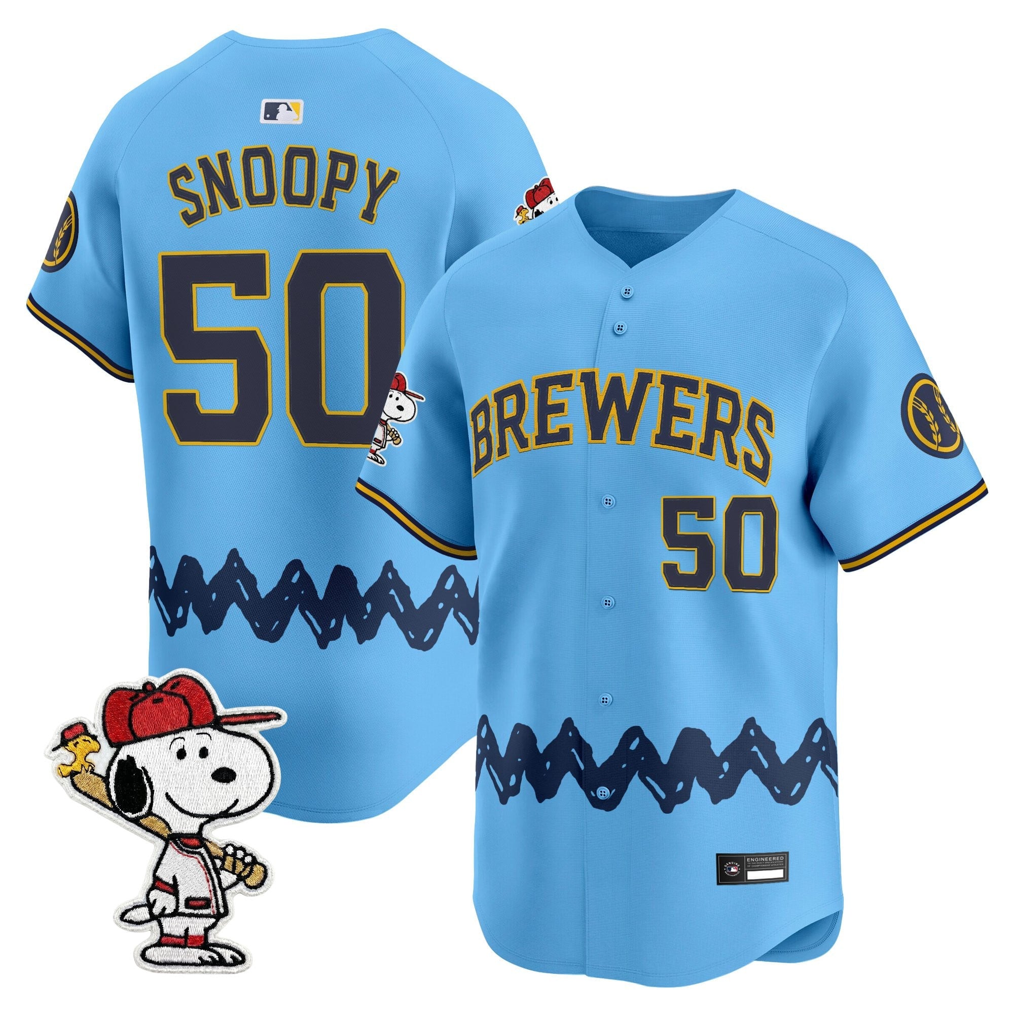 Men's Milwaukee Brewers x Peanuts Vapor Premier Limited Jersey - Stitched