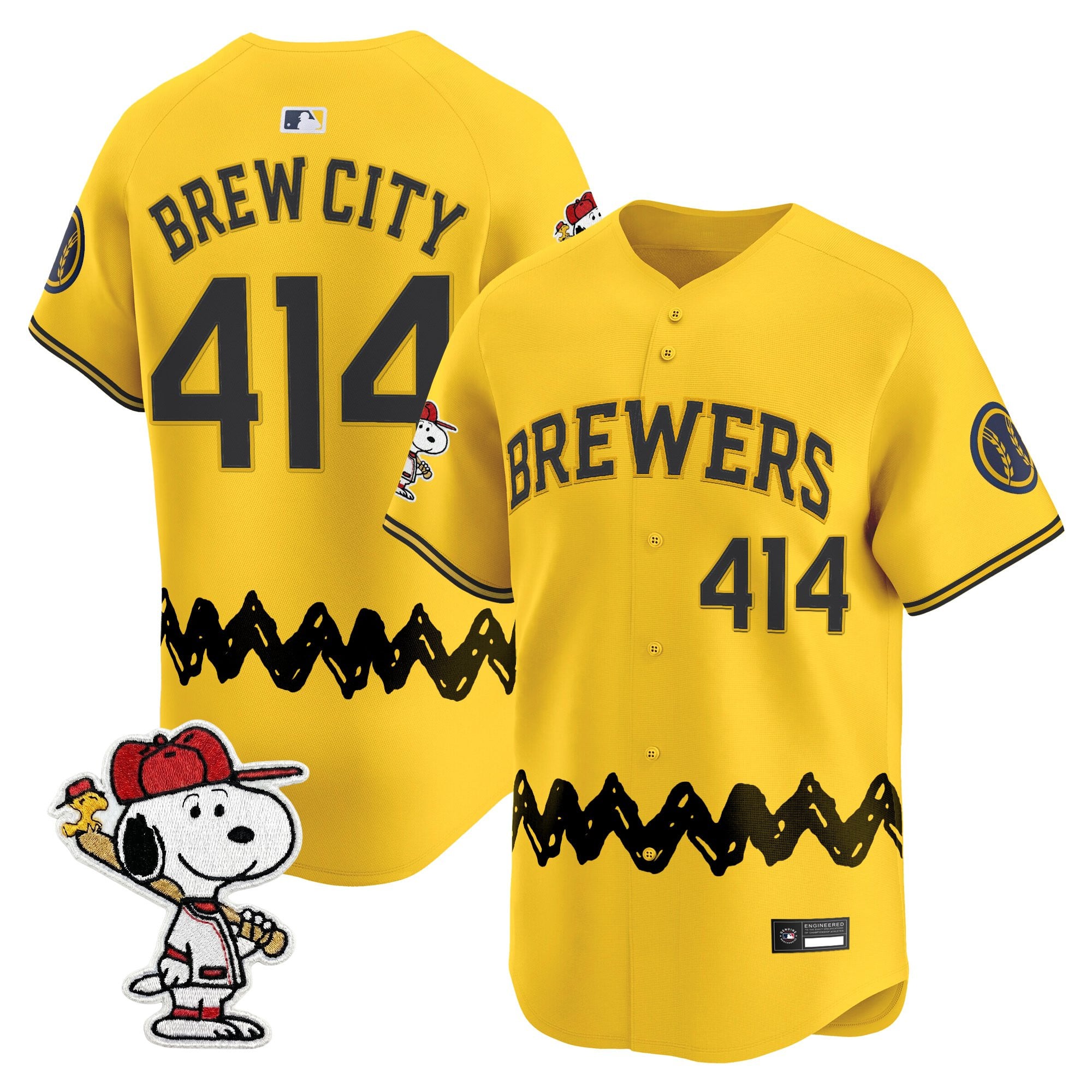 Men's Milwaukee Brewers x Peanuts Vapor Premier Limited Jersey - Stitched