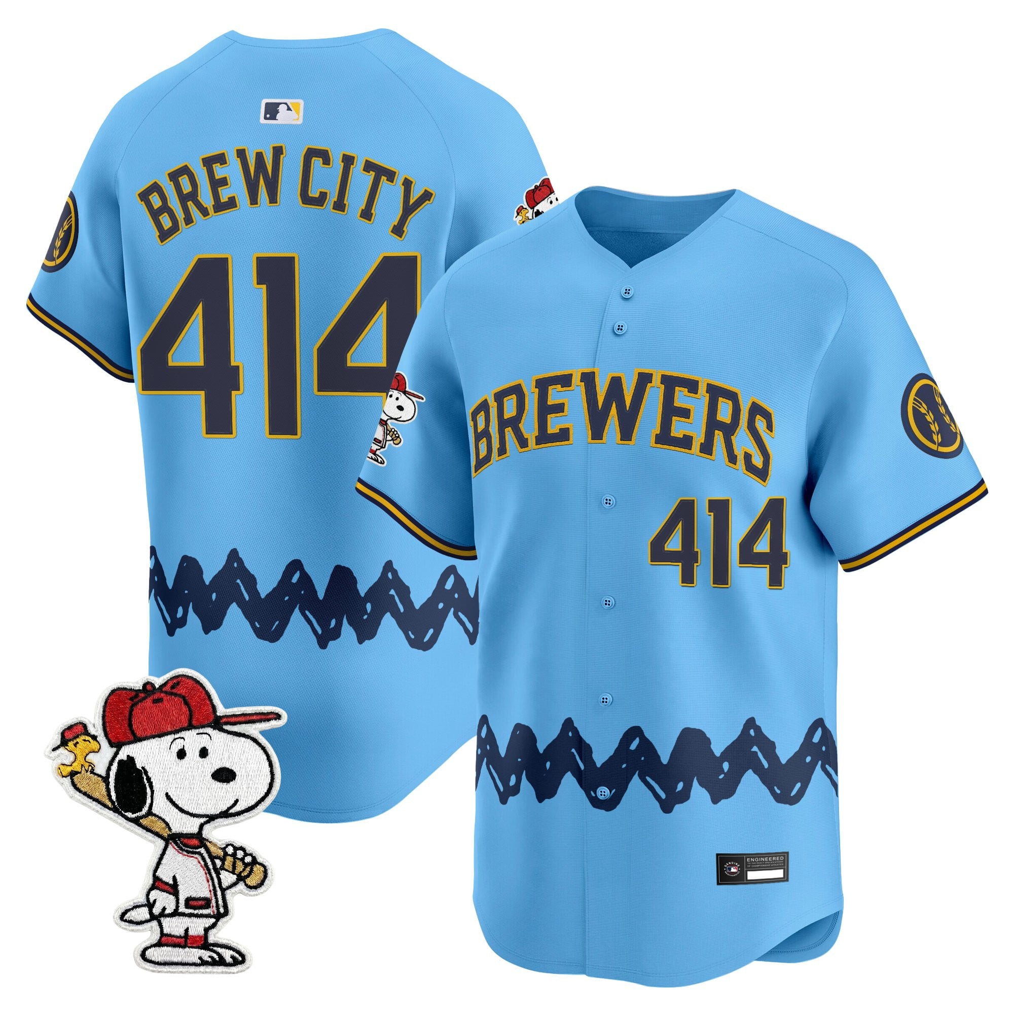 Men's Milwaukee Brewers x Peanuts Vapor Premier Limited Jersey - Stitched