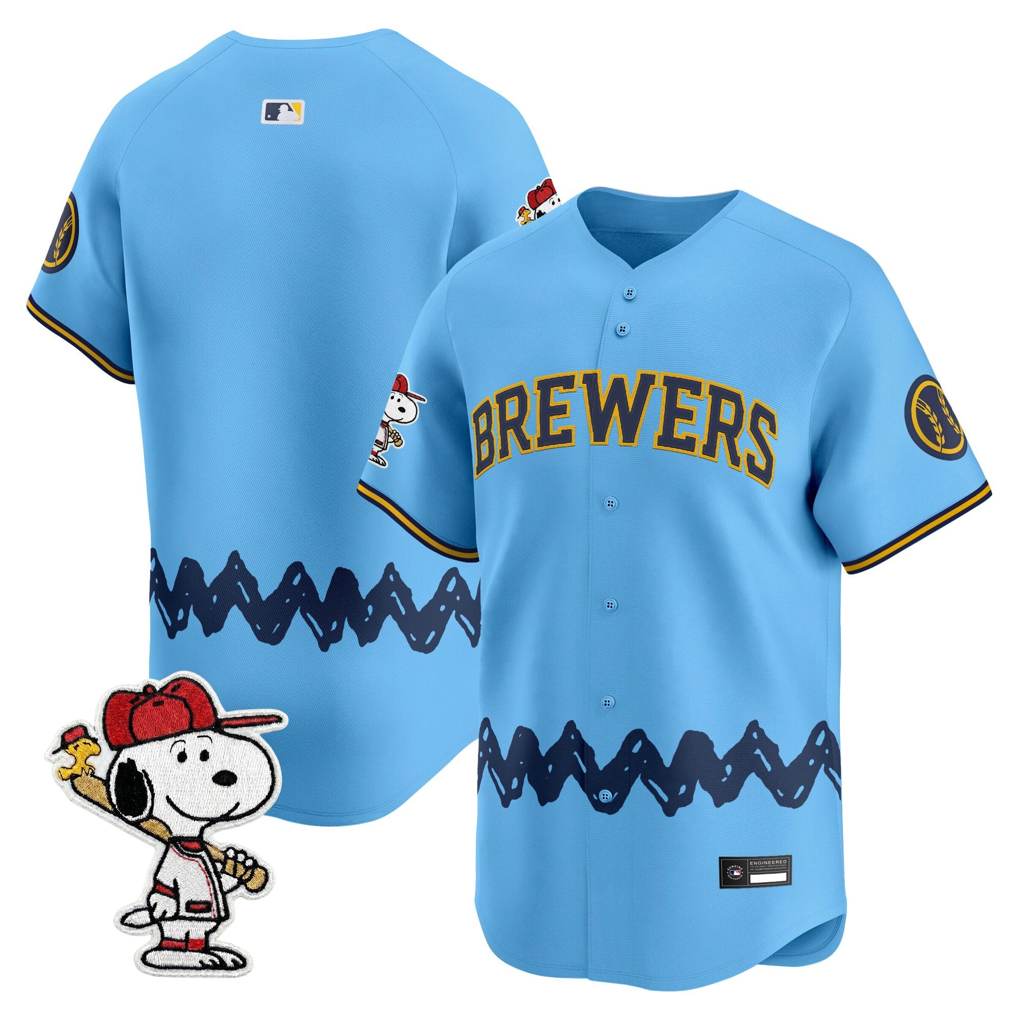 Men's Milwaukee Brewers x Peanuts Vapor Premier Limited Jersey - Stitched