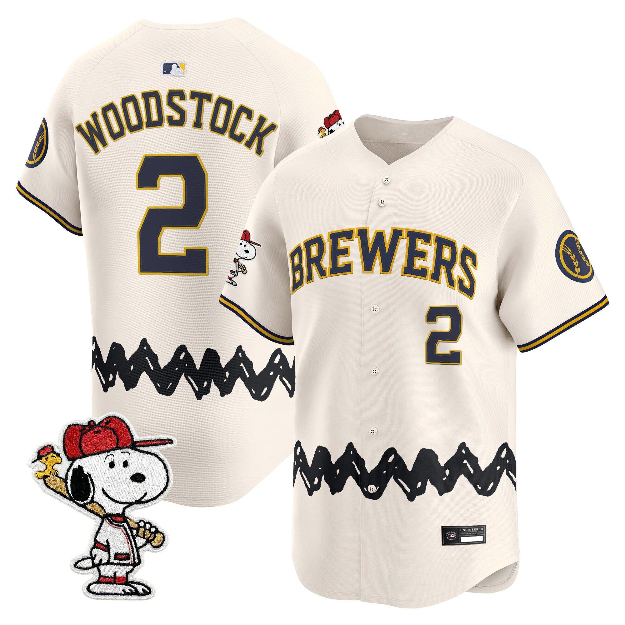 Men's Milwaukee Brewers x Peanuts Vapor Premier Limited Jersey - Stitched