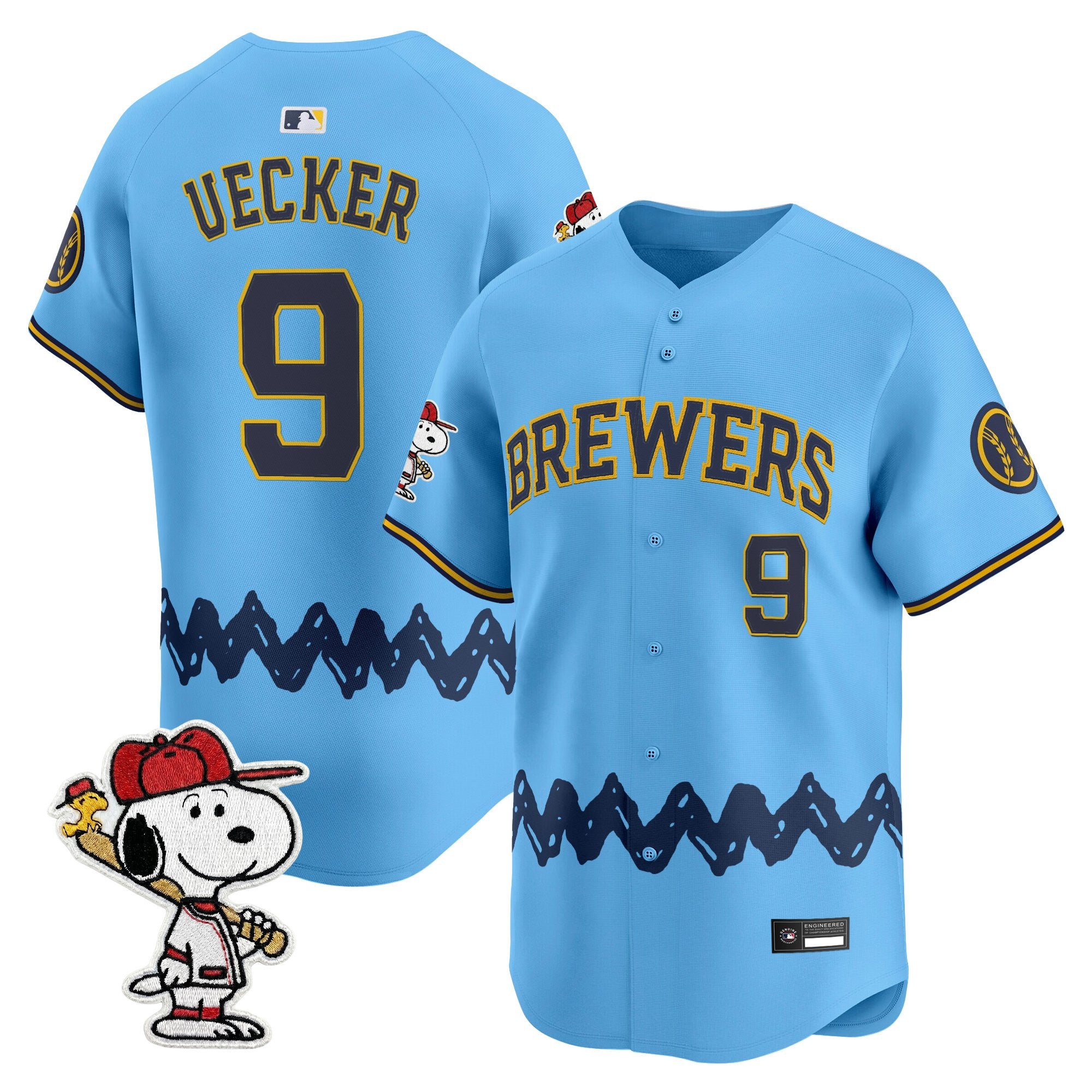 Men's Milwaukee Brewers x Peanuts Vapor Premier Limited Jersey - Stitched