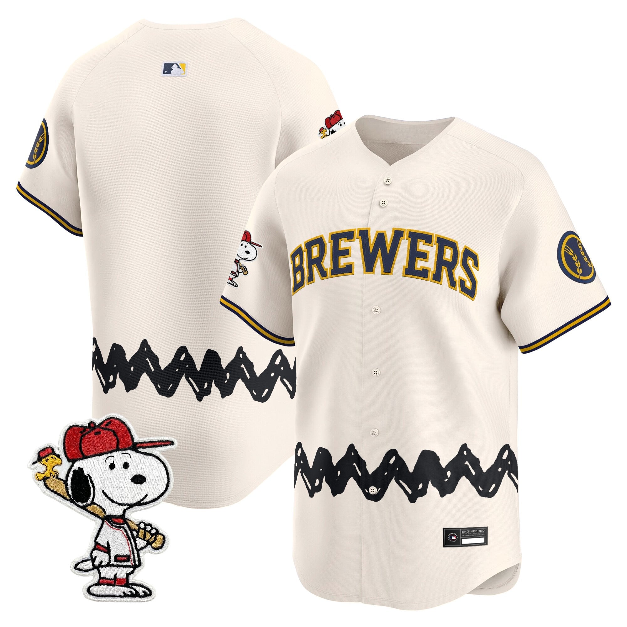 Men's Milwaukee Brewers x Peanuts Vapor Premier Limited Jersey - Stitched