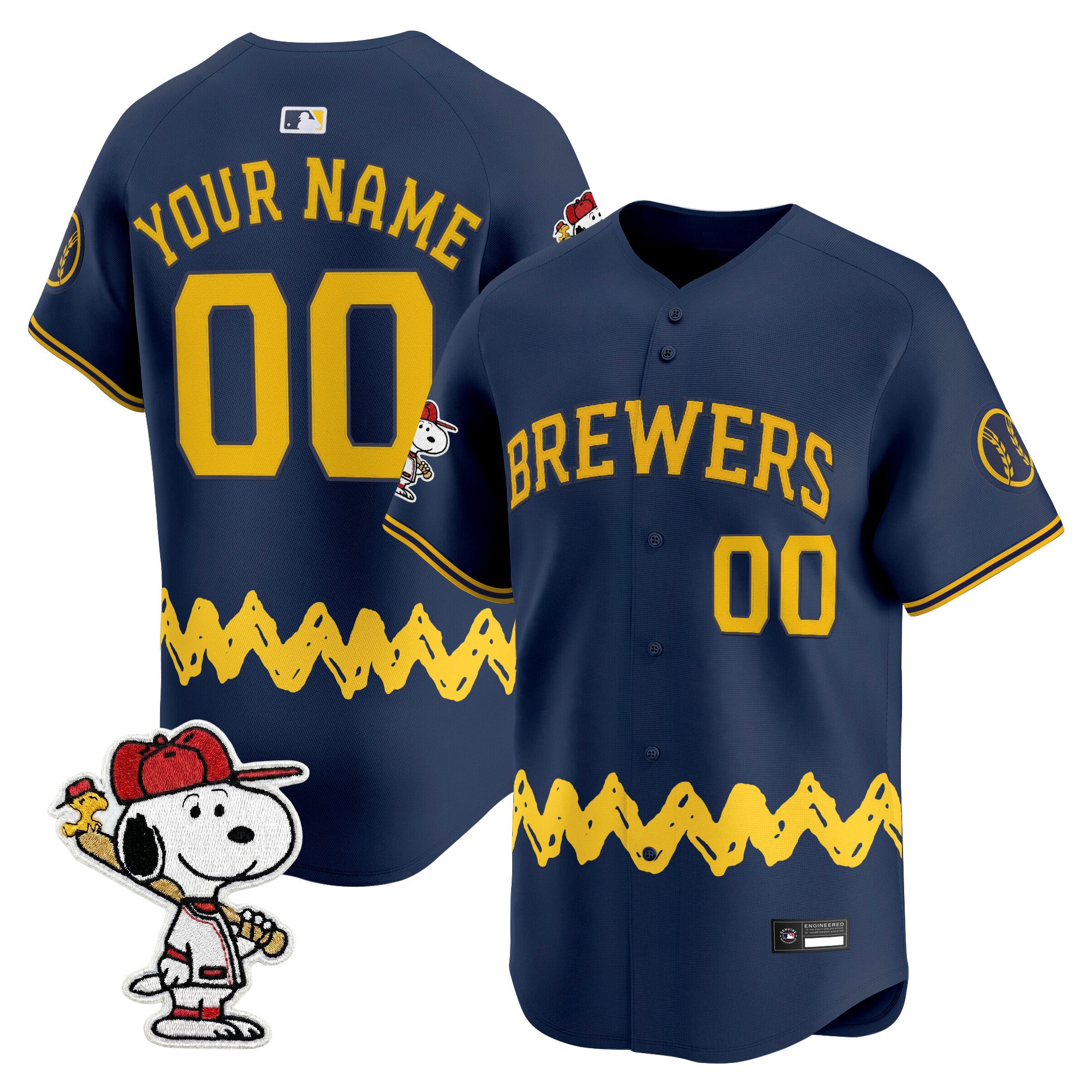 Milwaukee Brewers x Peanuts Vapor Premier Limited Custom Jersey - Stitched