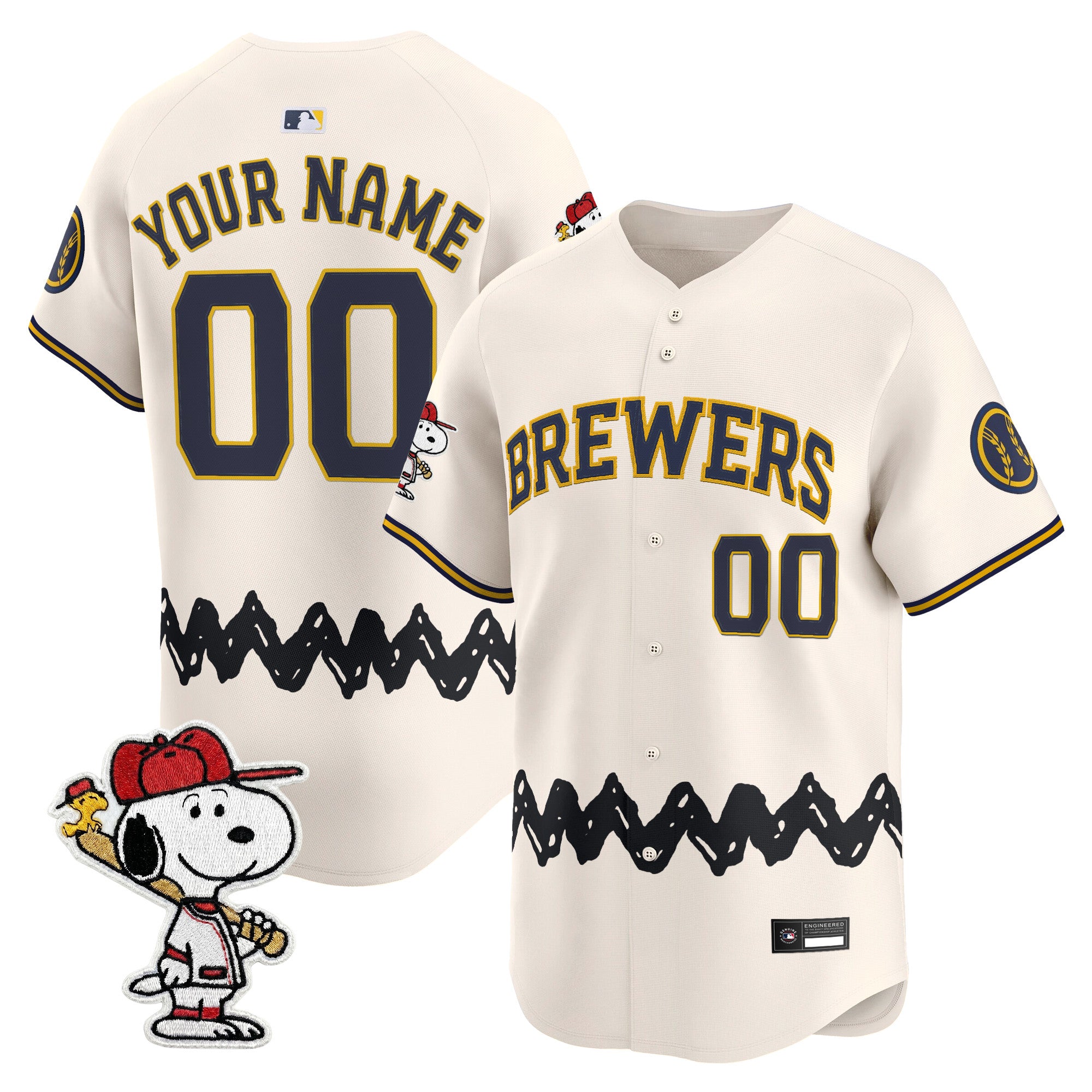 Milwaukee Brewers x Peanuts Vapor Premier Limited Custom Jersey - Stitched