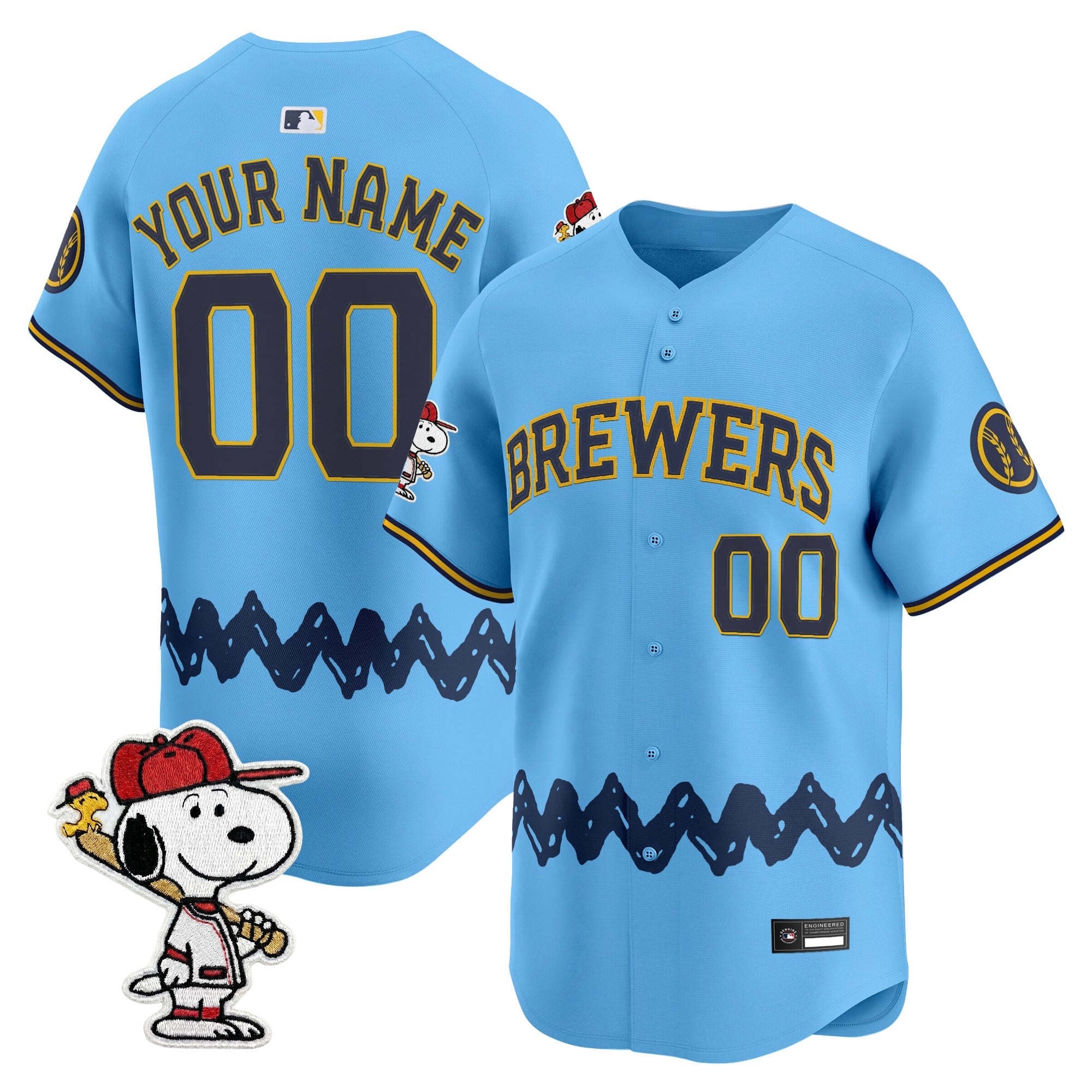 Milwaukee Brewers x Peanuts Vapor Premier Limited Custom Jersey - Stitched