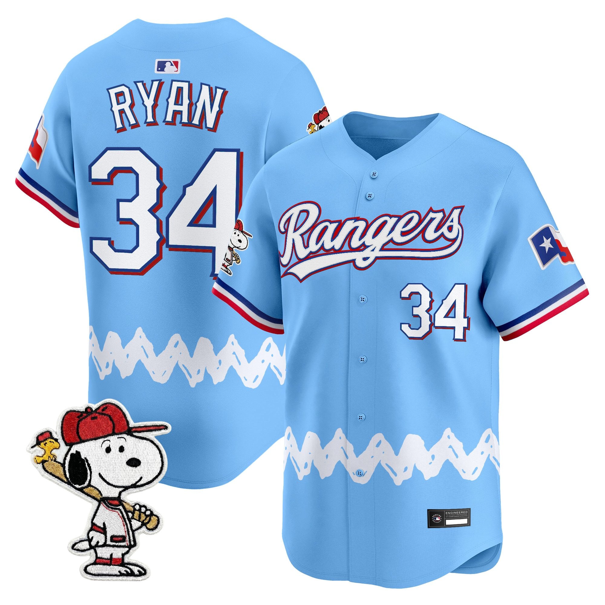 Men's Texas Rangers x Peanuts Vapor Premier Limited Jersey - Stitched