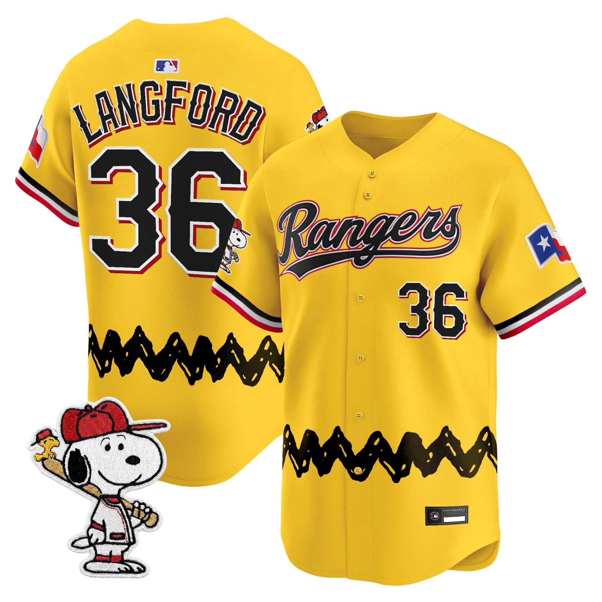 Men's Texas Rangers x Peanuts Vapor Premier Limited Jersey - Stitched