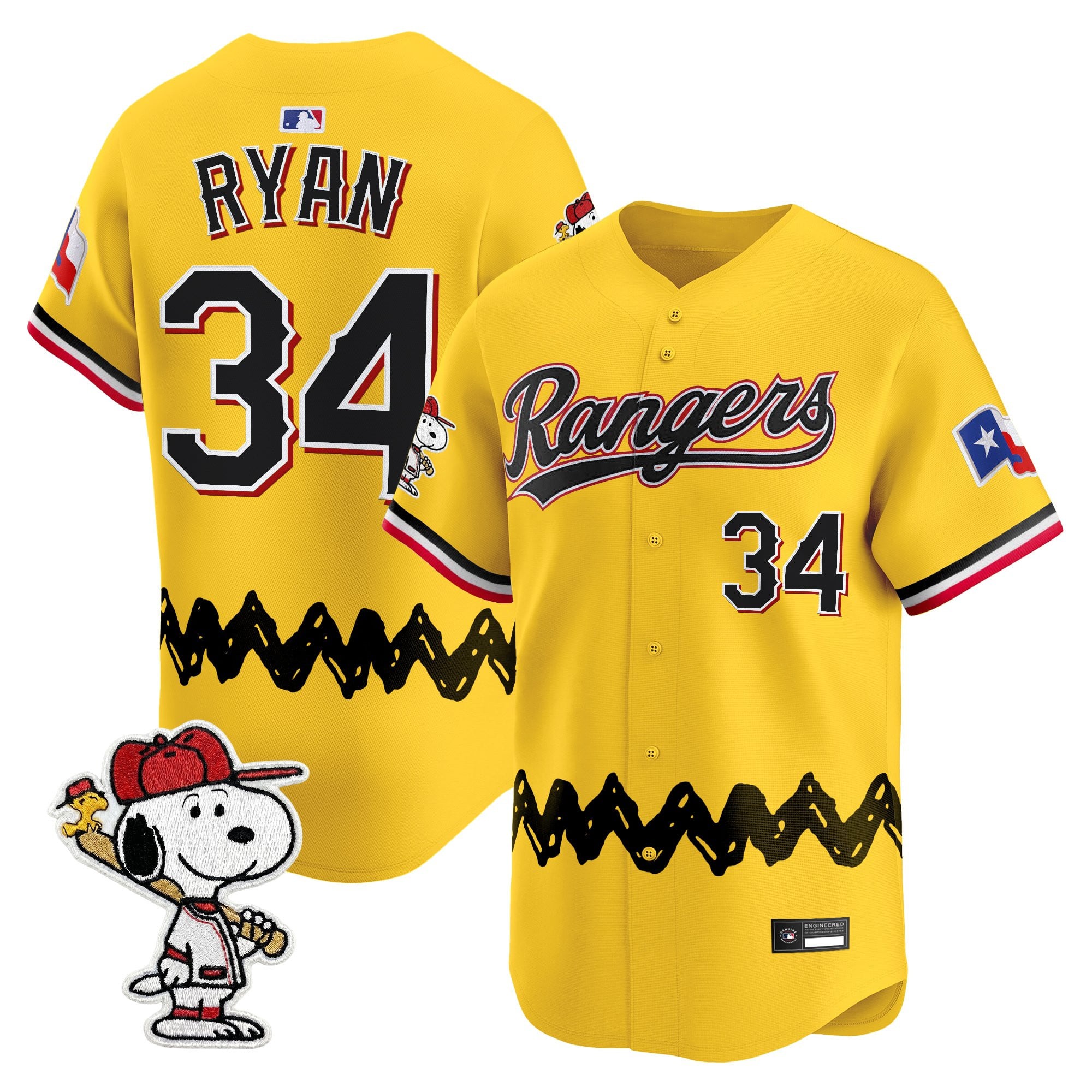 Men's Texas Rangers x Peanuts Vapor Premier Limited Jersey - Stitched