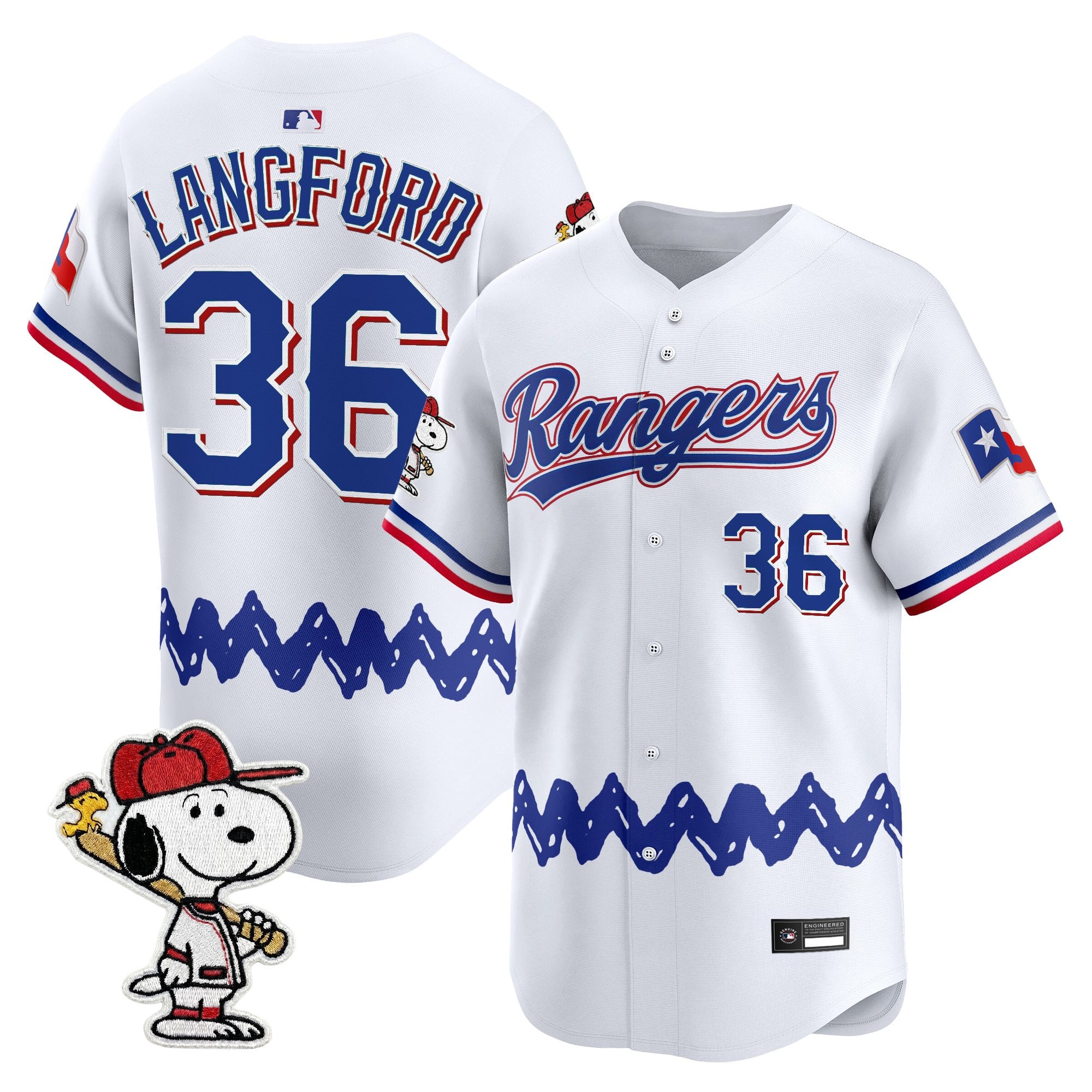 Men's Texas Rangers x Peanuts Vapor Premier Limited Jersey - Stitched