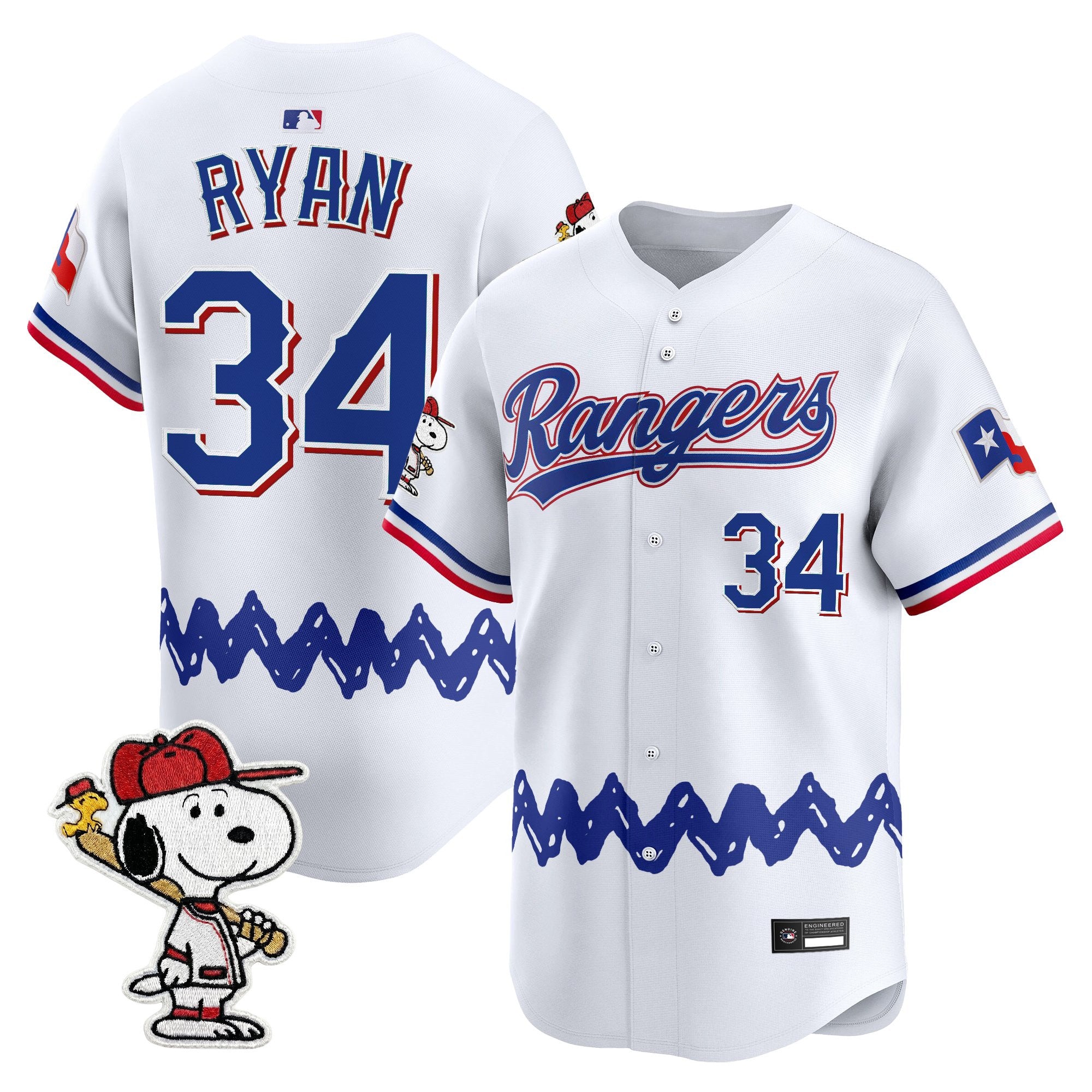Men's Texas Rangers x Peanuts Vapor Premier Limited Jersey - Stitched