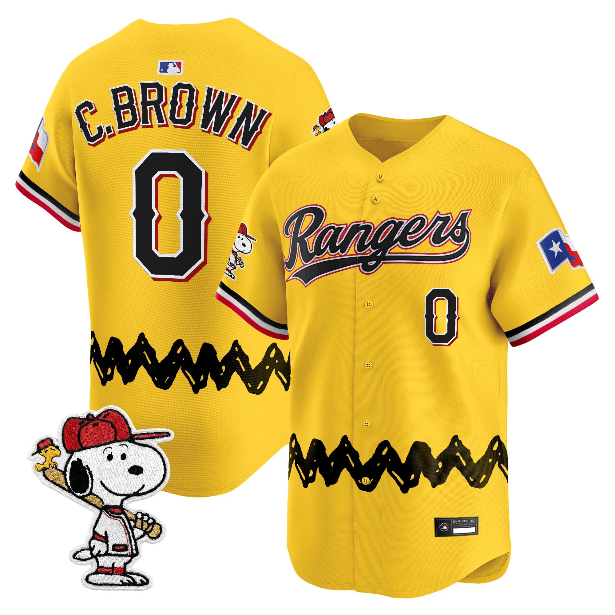 Men's Texas Rangers x Peanuts Vapor Premier Limited Jersey - Stitched