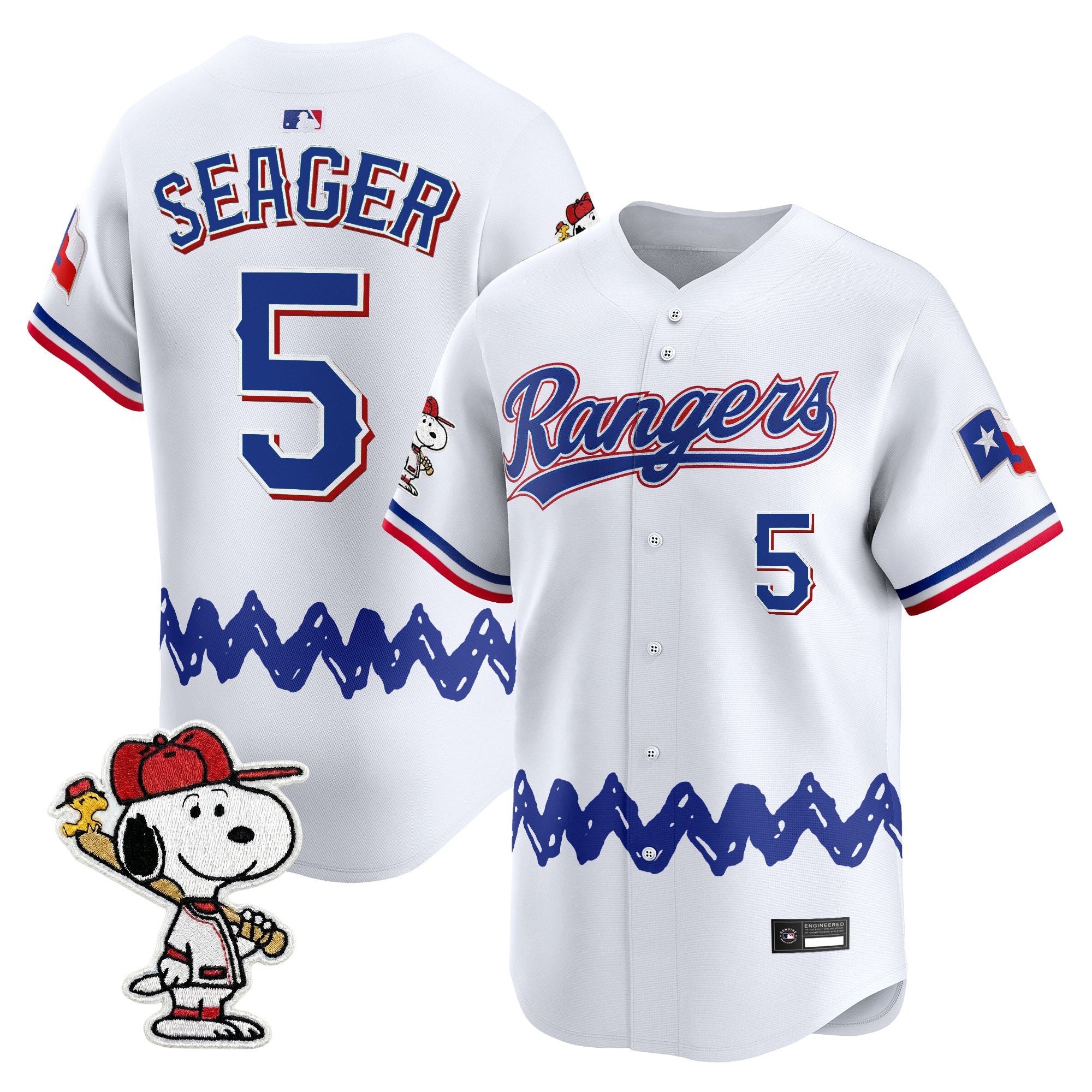 Men's Texas Rangers x Peanuts Vapor Premier Limited Jersey - Stitched
