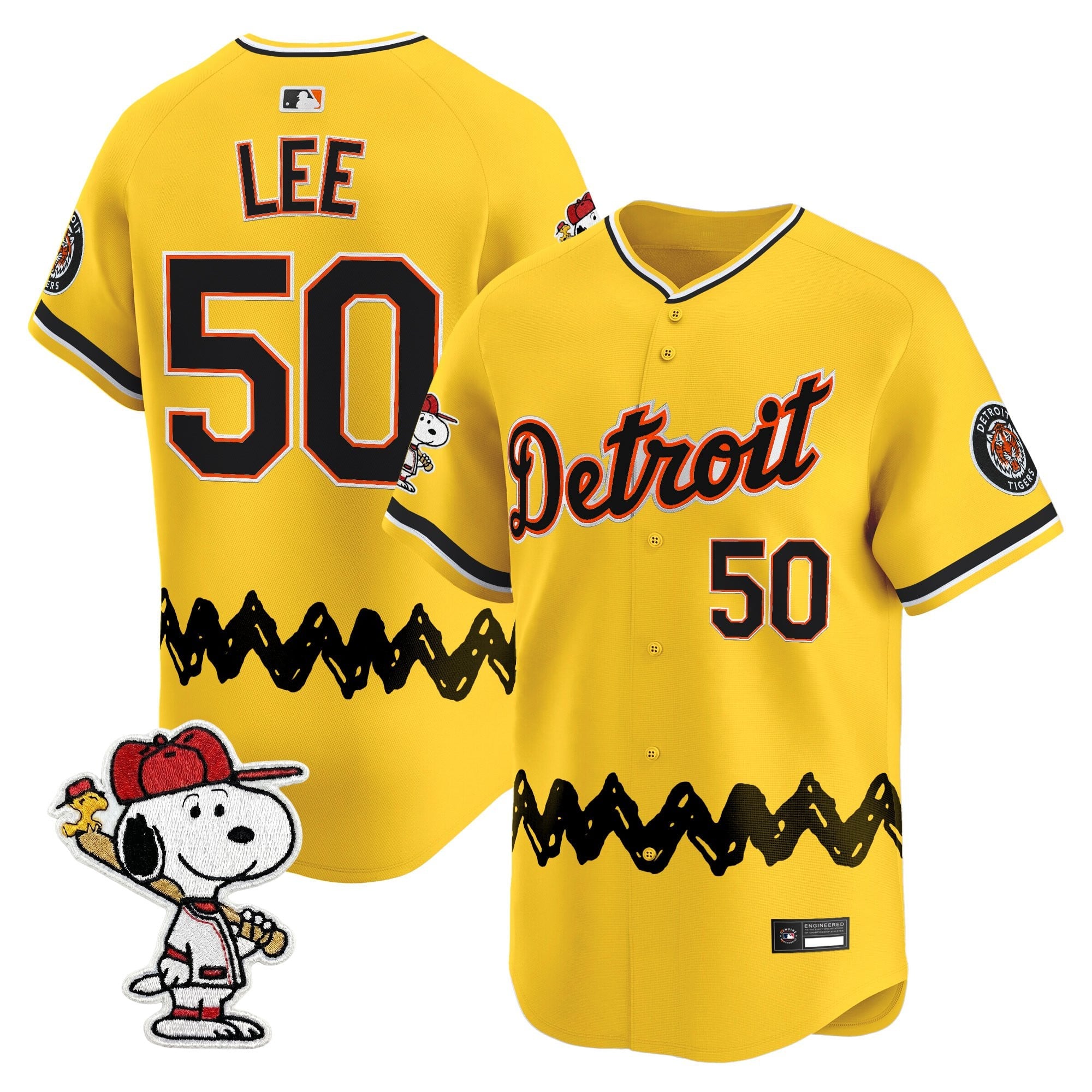 Men's Detroit Tigers x Peanuts Vapor Premier Limited Jersey - Stitched