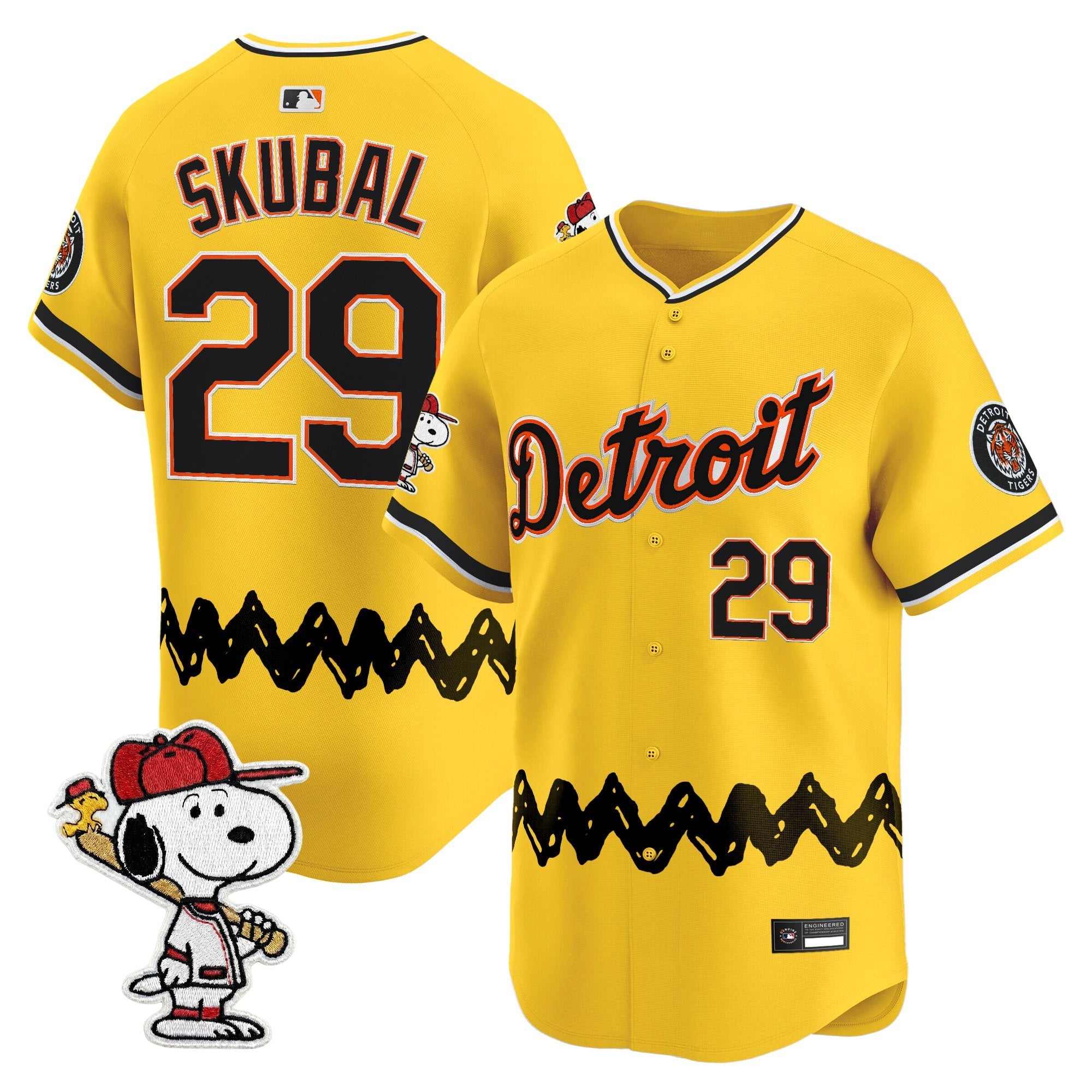 Men's Detroit Tigers x Peanuts Vapor Premier Limited Jersey - Stitched