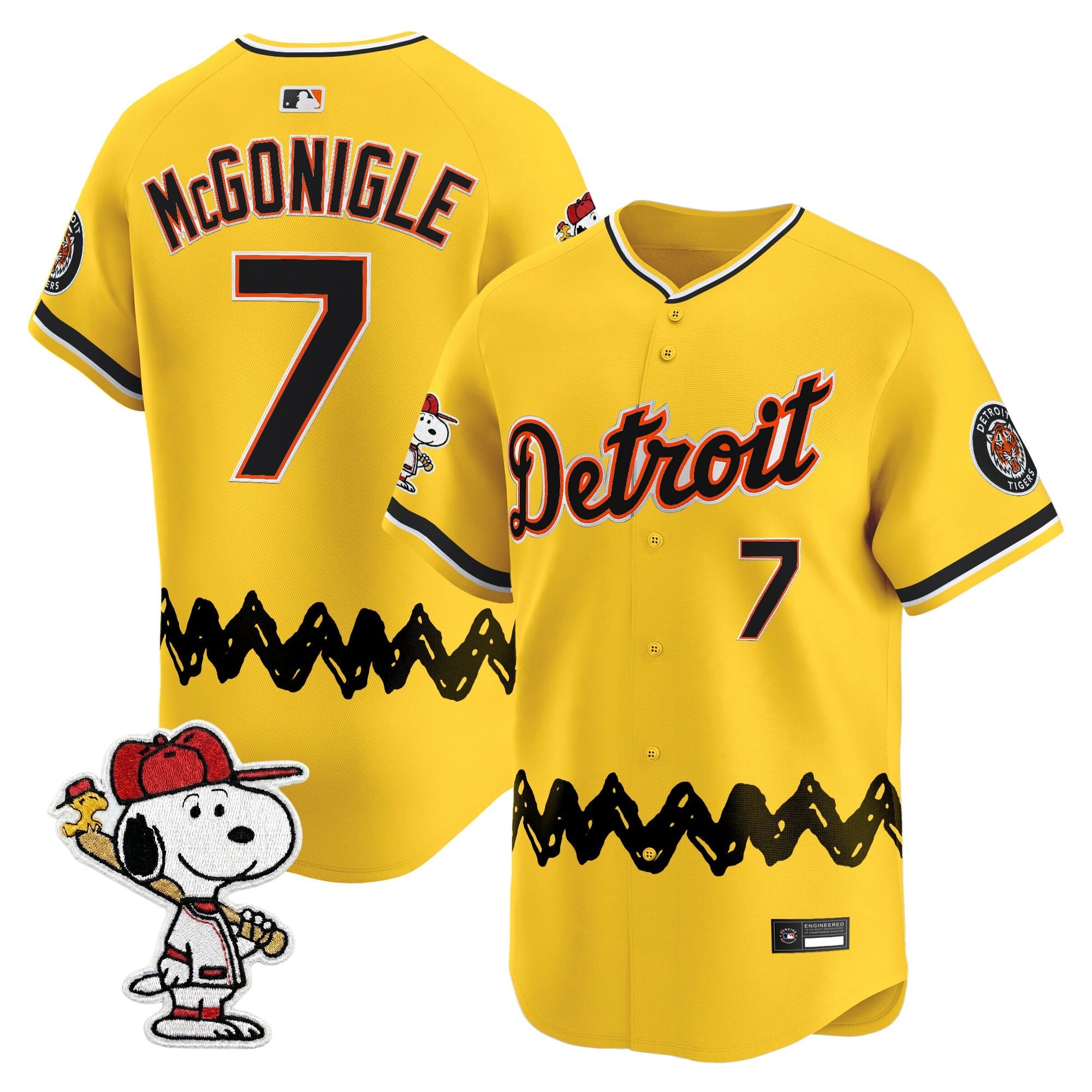 Men's Detroit Tigers x Peanuts Vapor Premier Limited Jersey - Stitched