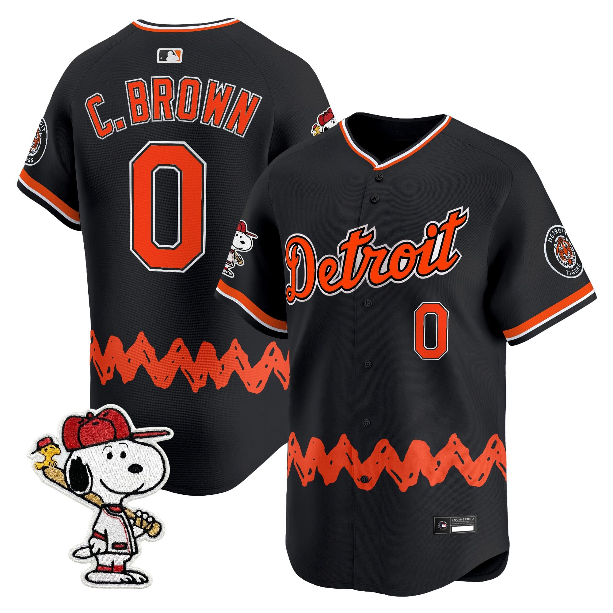 Men's Detroit Tigers x Peanuts Vapor Premier Limited Jersey - Stitched