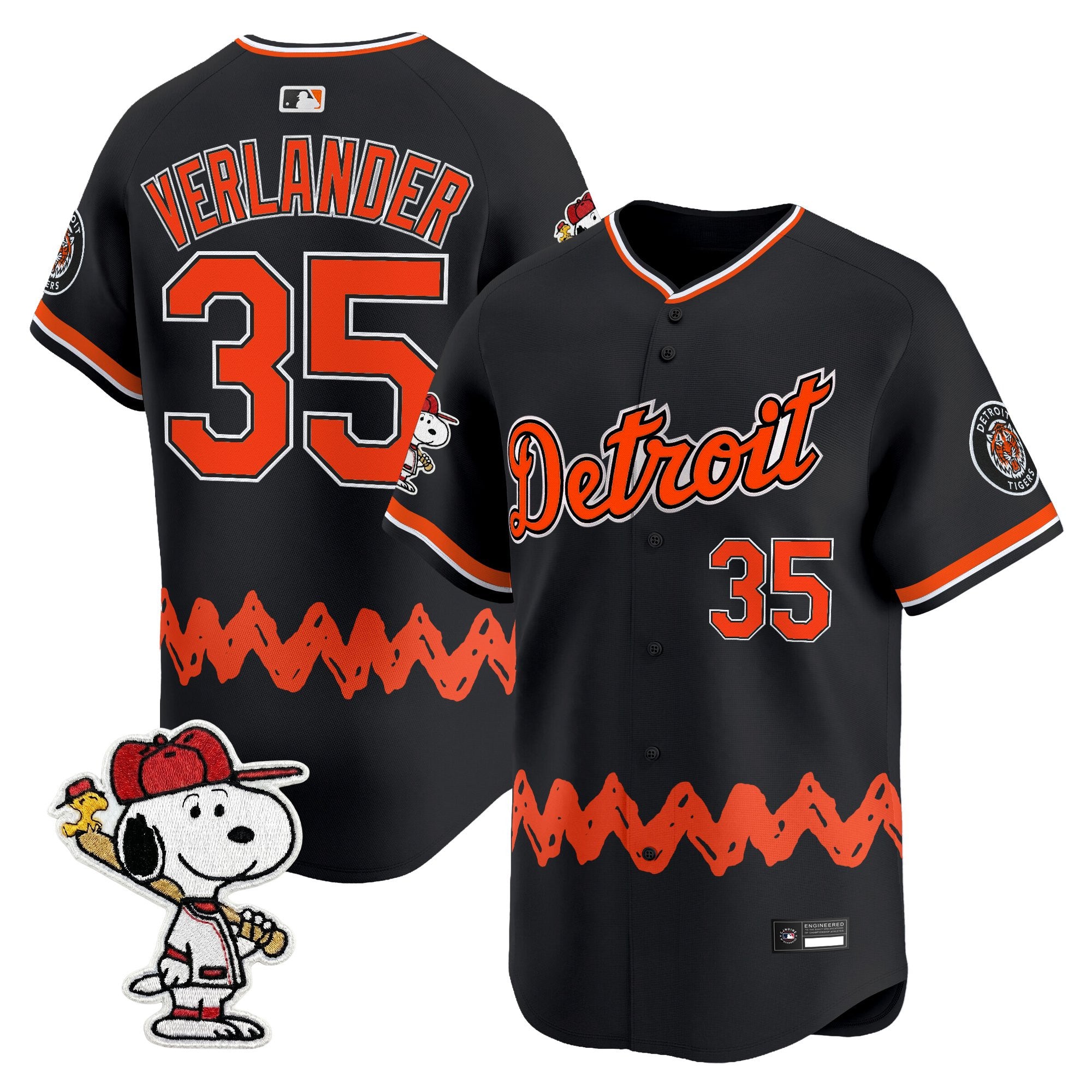 Men's Detroit Tigers x Peanuts Vapor Premier Limited Jersey - Stitched