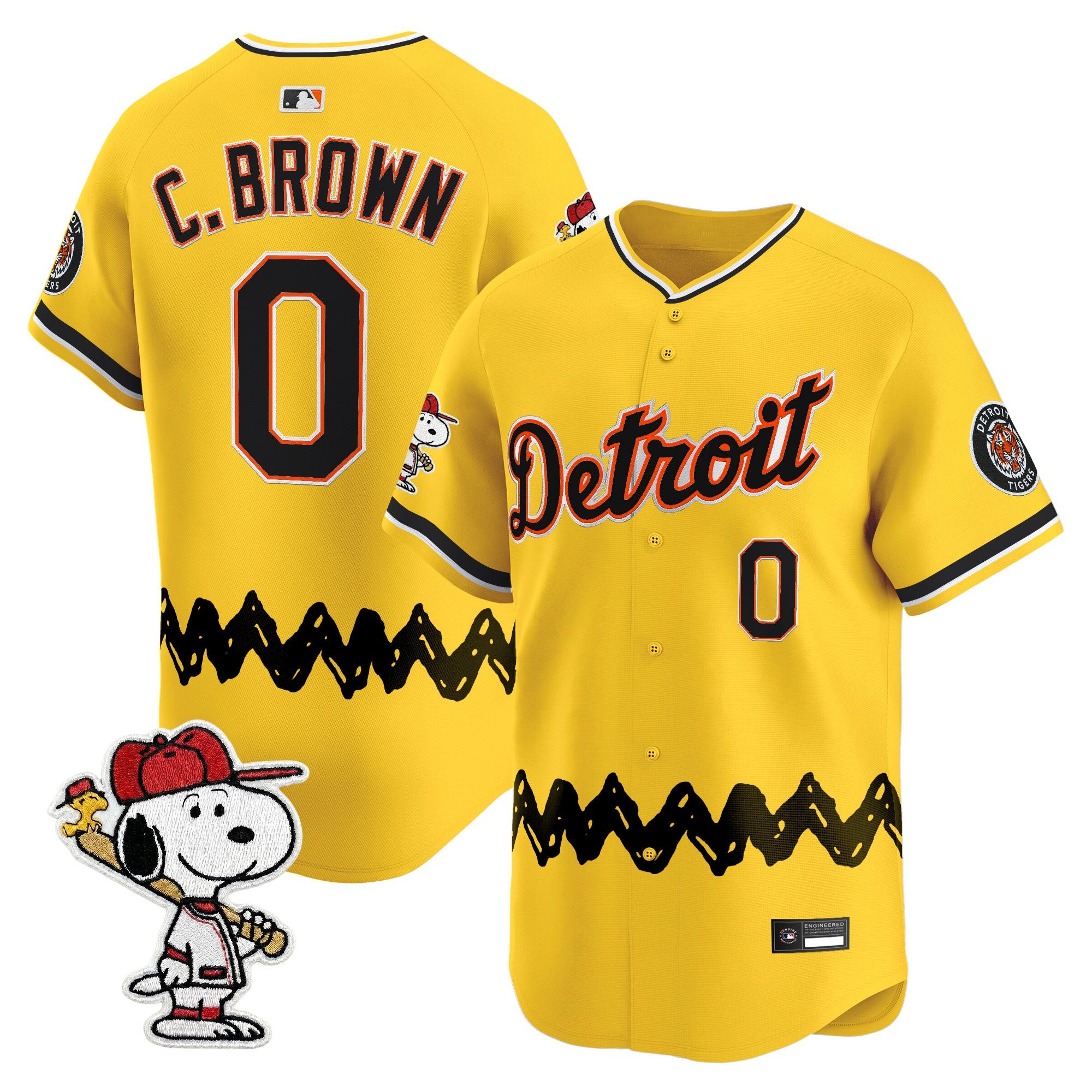 Men's Detroit Tigers x Peanuts Vapor Premier Limited Jersey - Stitched