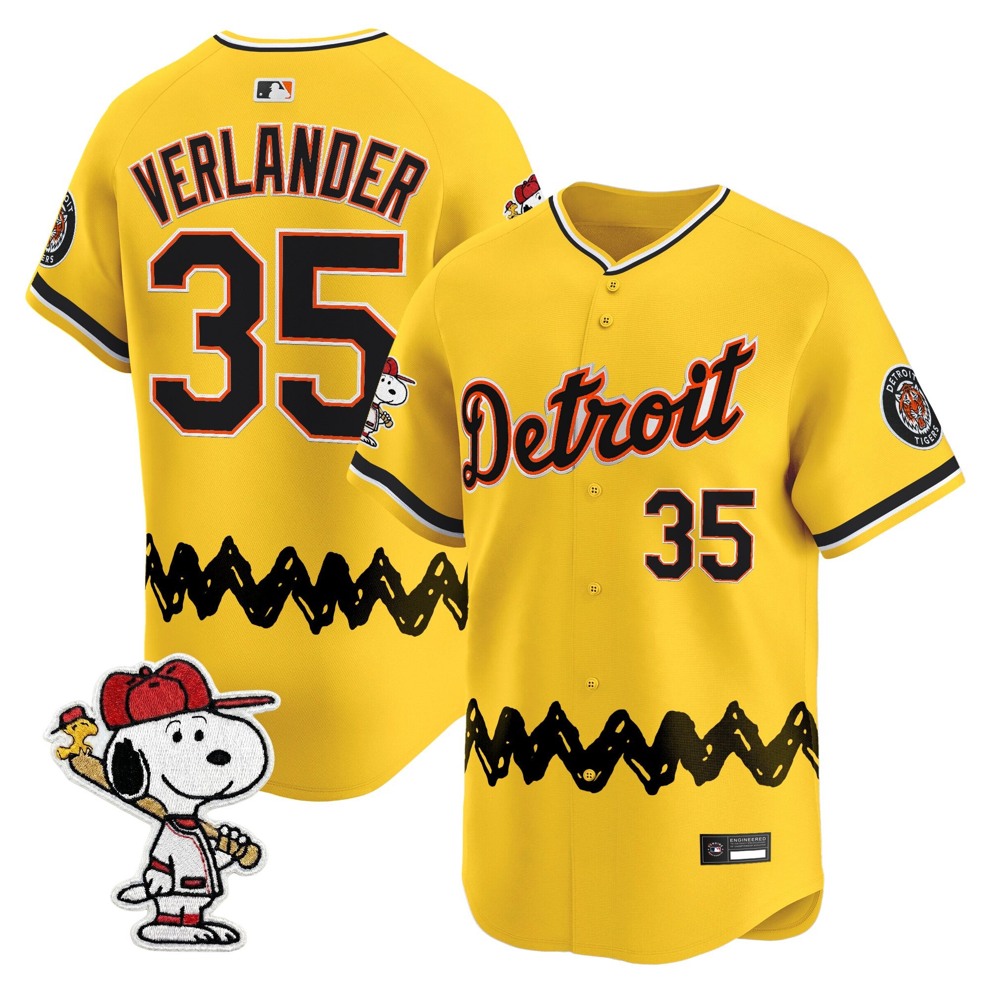 Men's Detroit Tigers x Peanuts Vapor Premier Limited Jersey - Stitched