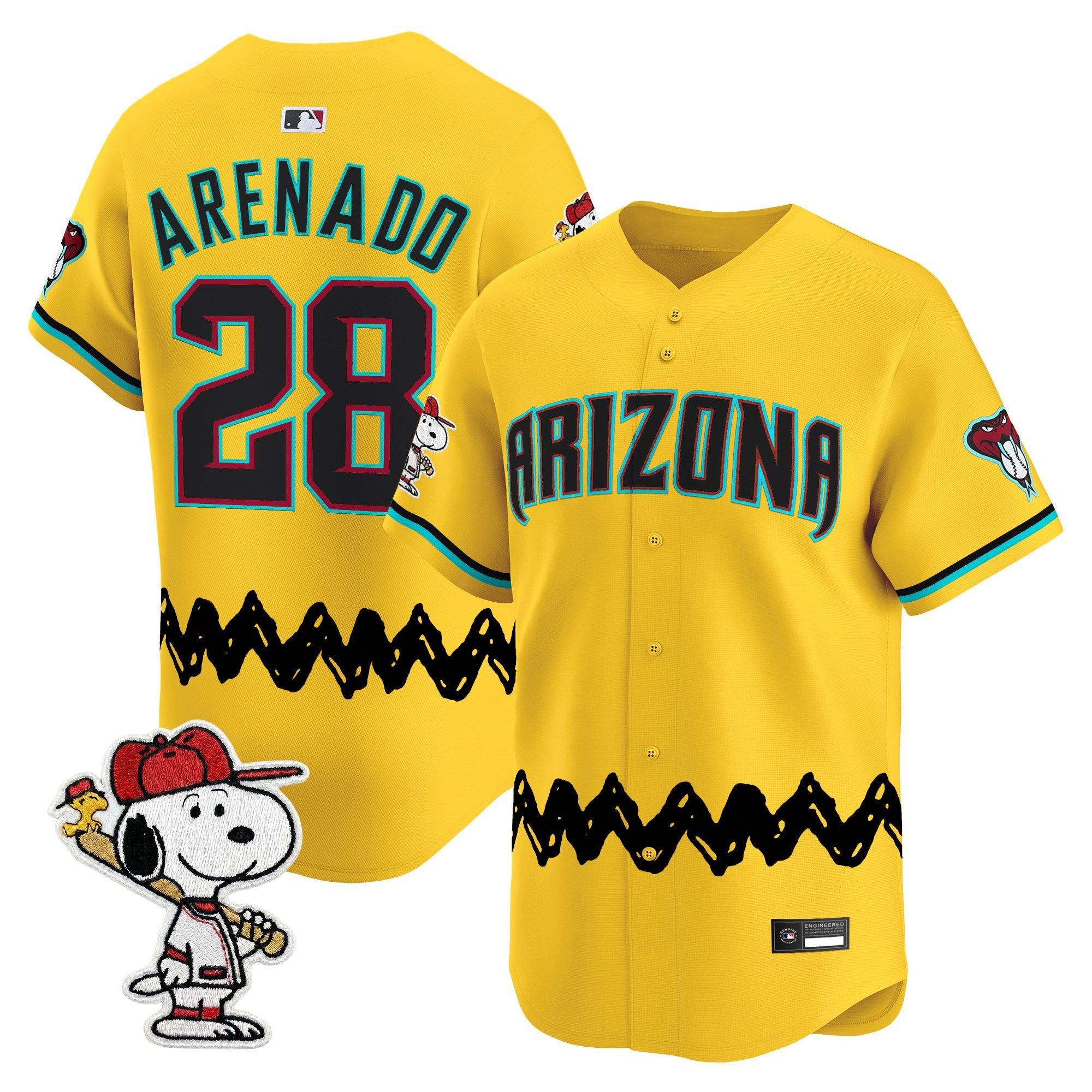 Men's Diamondbacks x Peanuts Vapor Premier Limited Jersey - Stitched