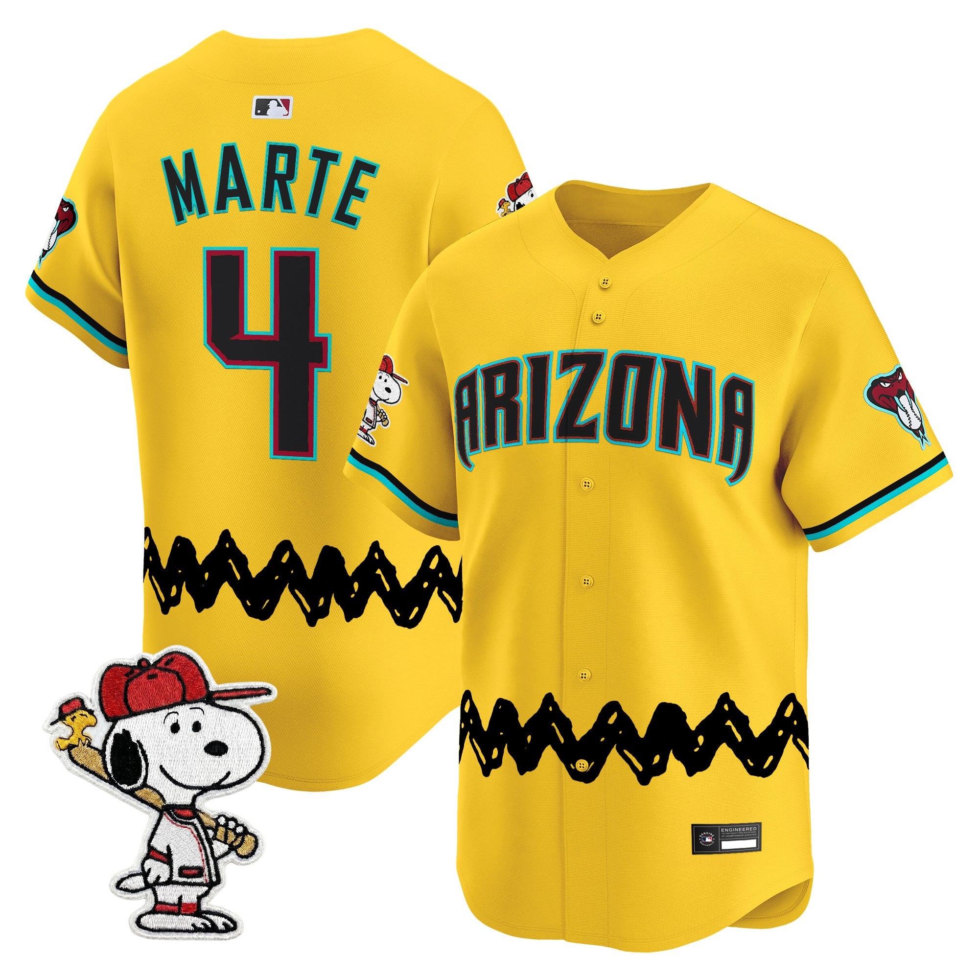 Men's Diamondbacks x Peanuts Vapor Premier Limited Jersey - Stitched