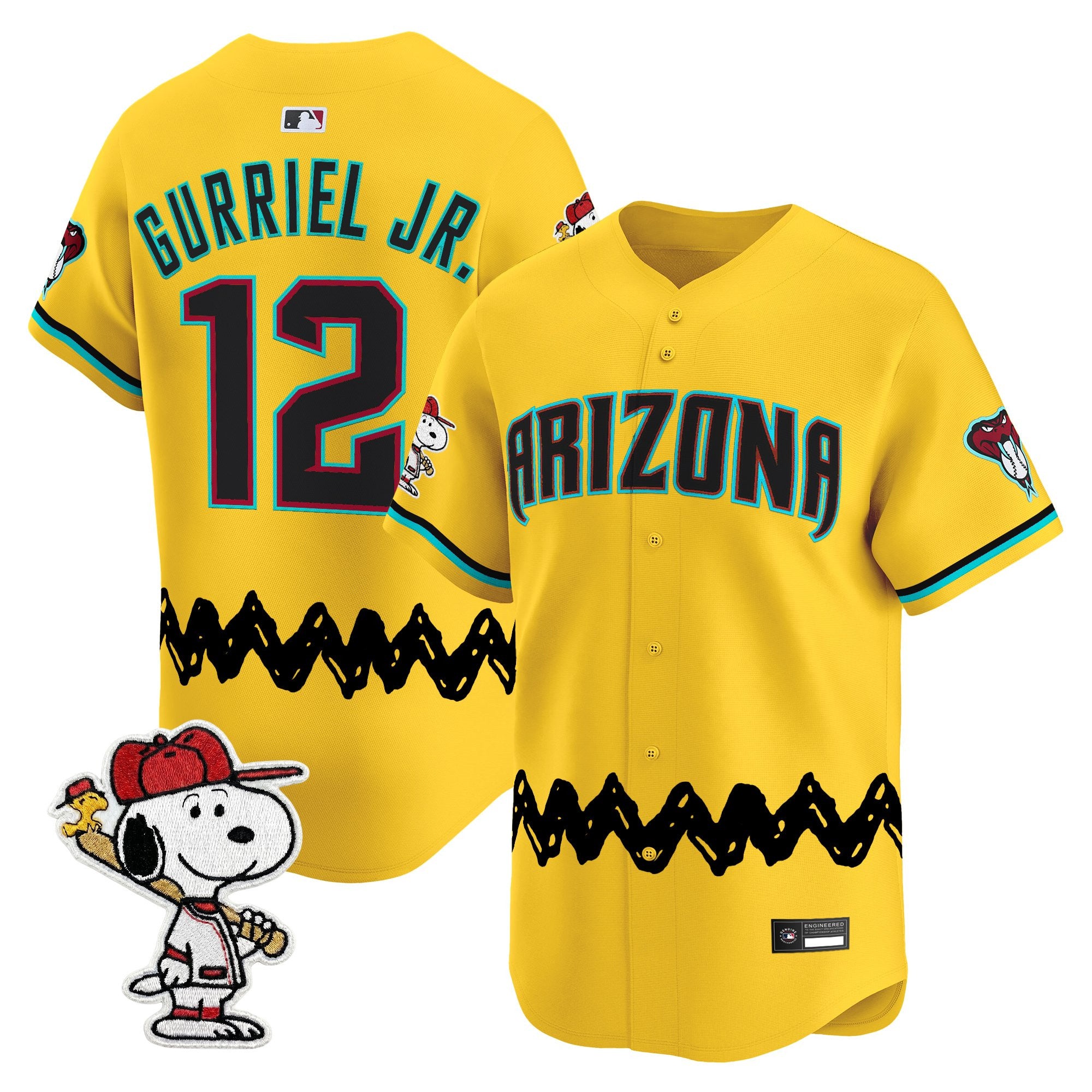 Men's Diamondbacks x Peanuts Vapor Premier Limited Jersey - Stitched