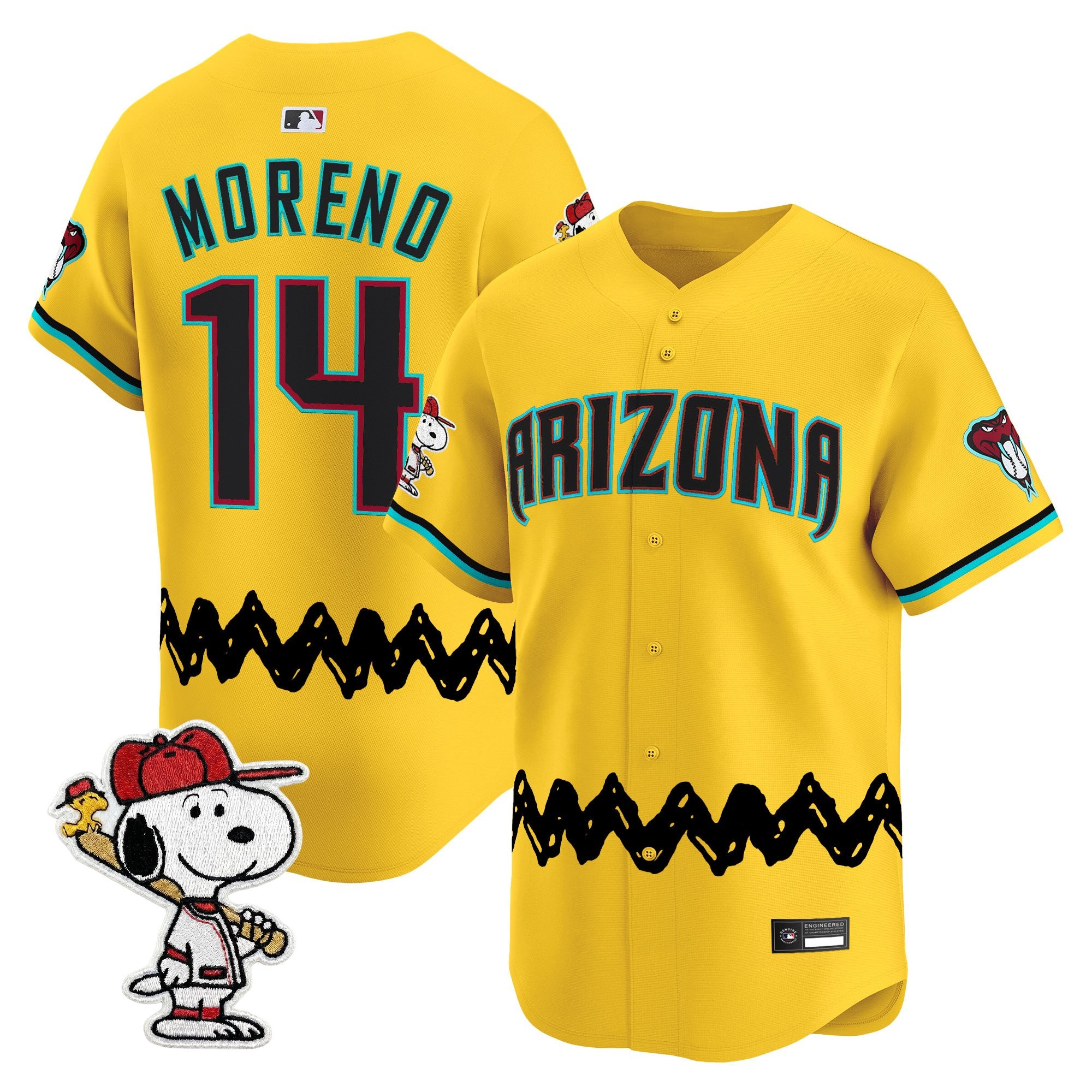 Men's Diamondbacks x Peanuts Vapor Premier Limited Jersey - Stitched