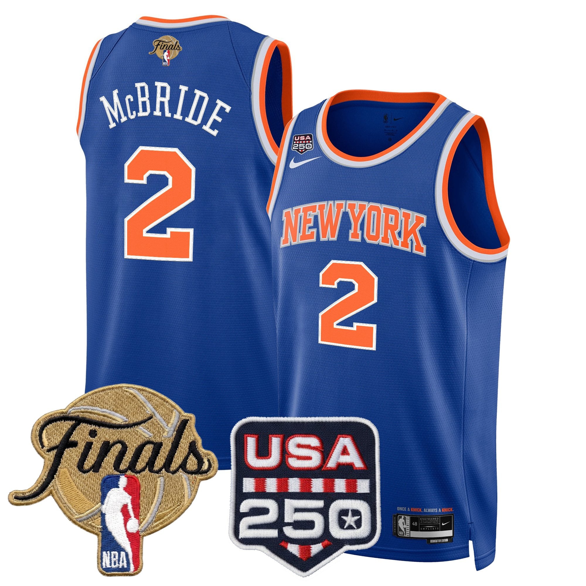 Men's New York Knicks 2026 Finals Swingman Jersey - 250 America Patch - All Stitched
