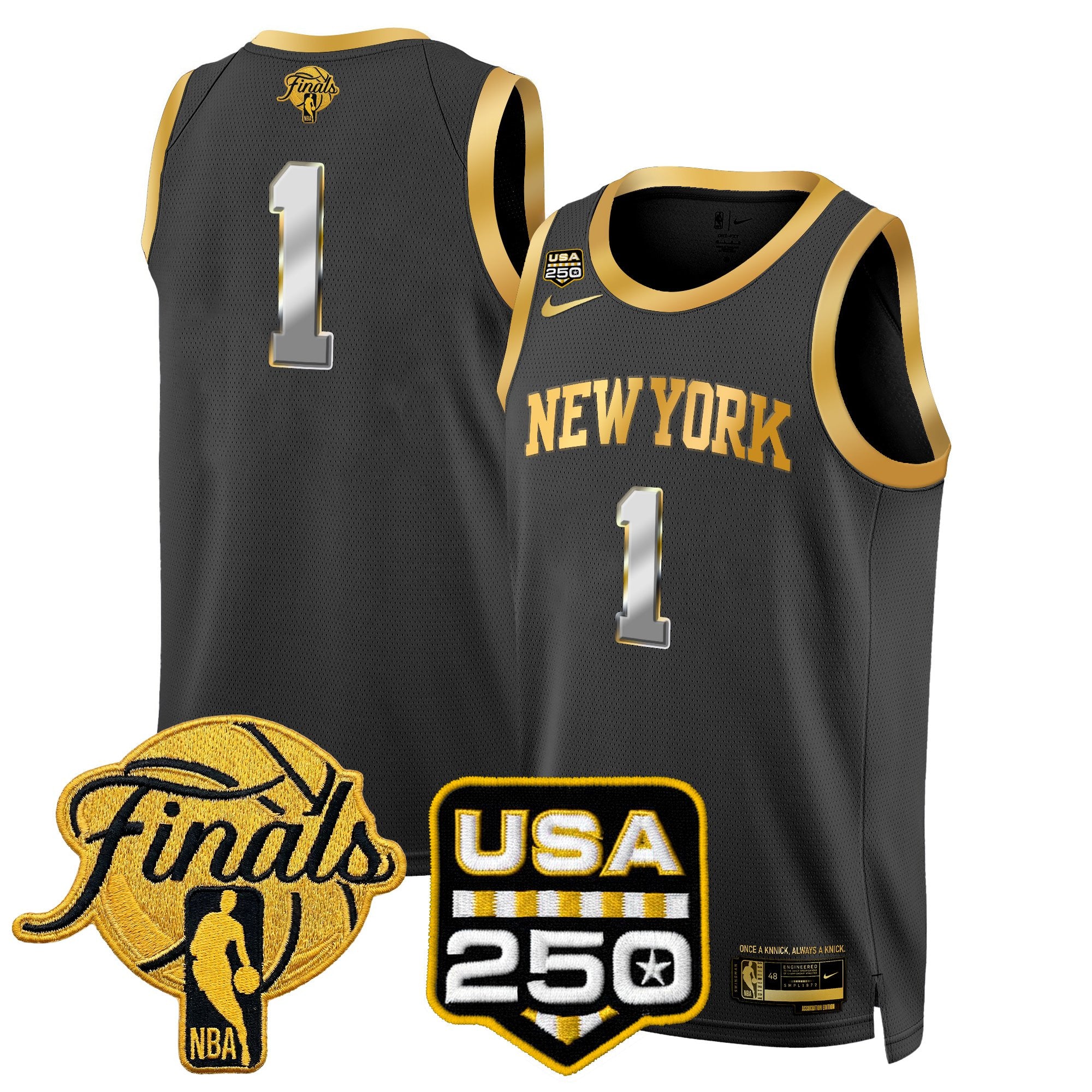 Men's New York Knicks 2026 Finals Swingman Jersey - 250 America Patch - All Stitched
