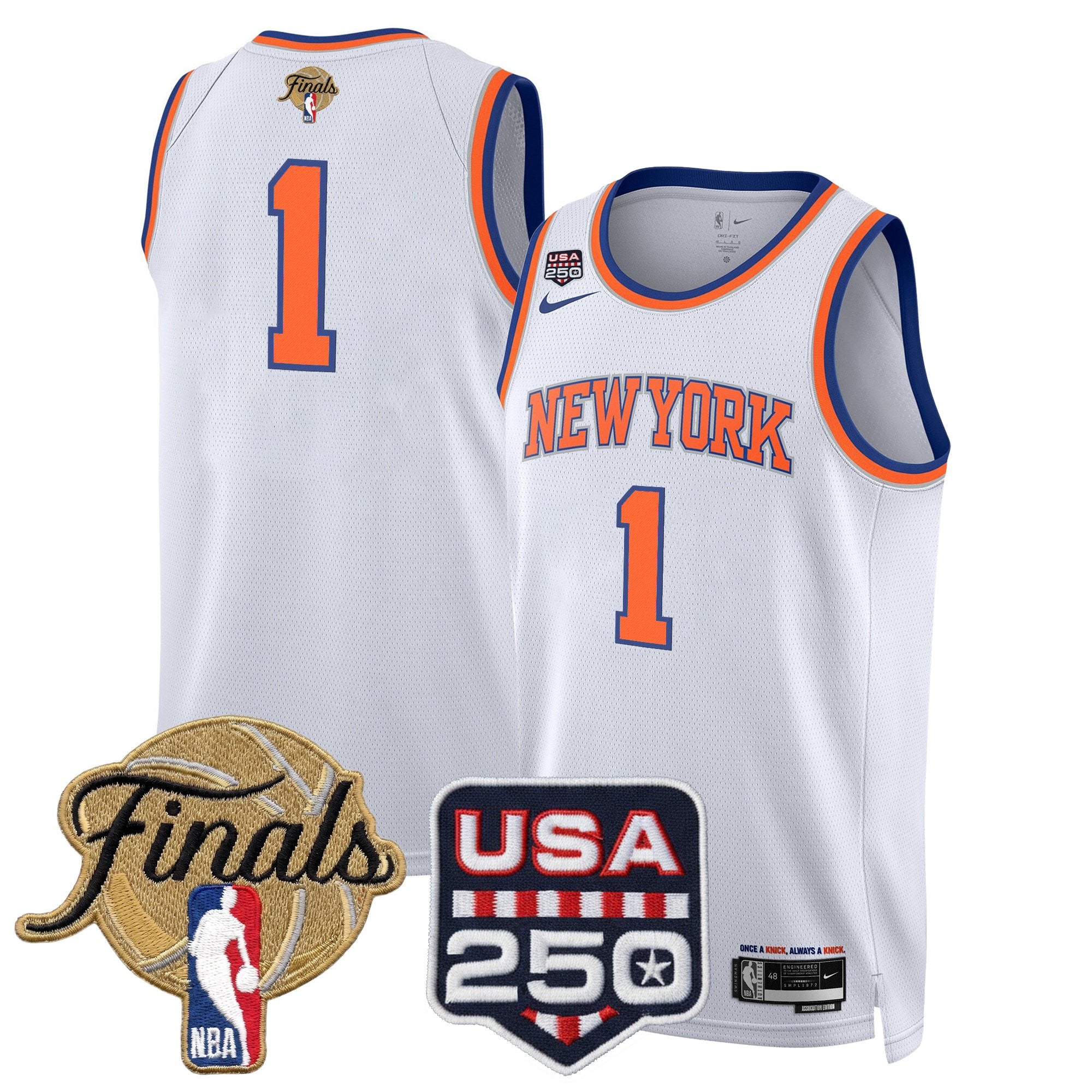 Men's New York Knicks 2026 Finals Swingman Jersey - 250 America Patch - All Stitched