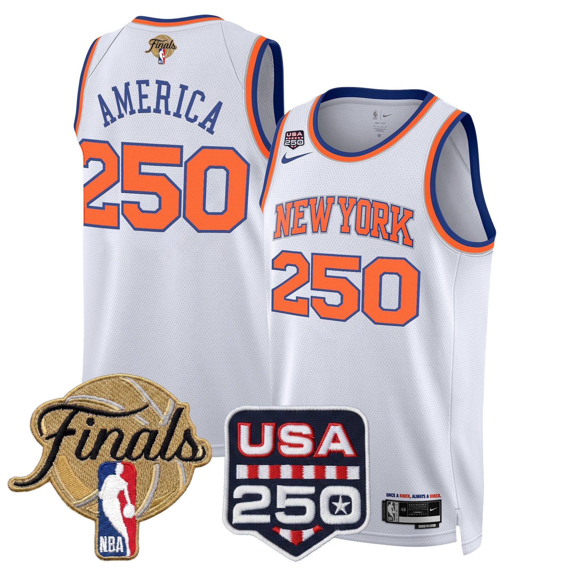 Men's New York Knicks 2026 Finals Swingman Jersey - 250 America Patch - All Stitched