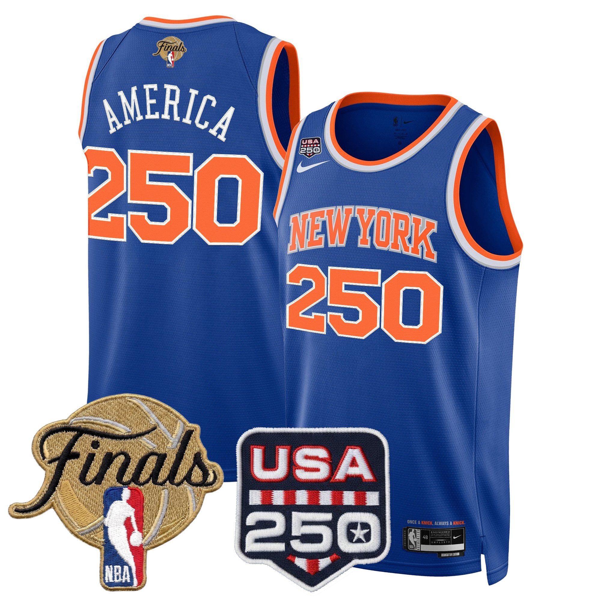 Men's New York Knicks 2026 Finals Swingman Jersey - 250 America Patch - All Stitched